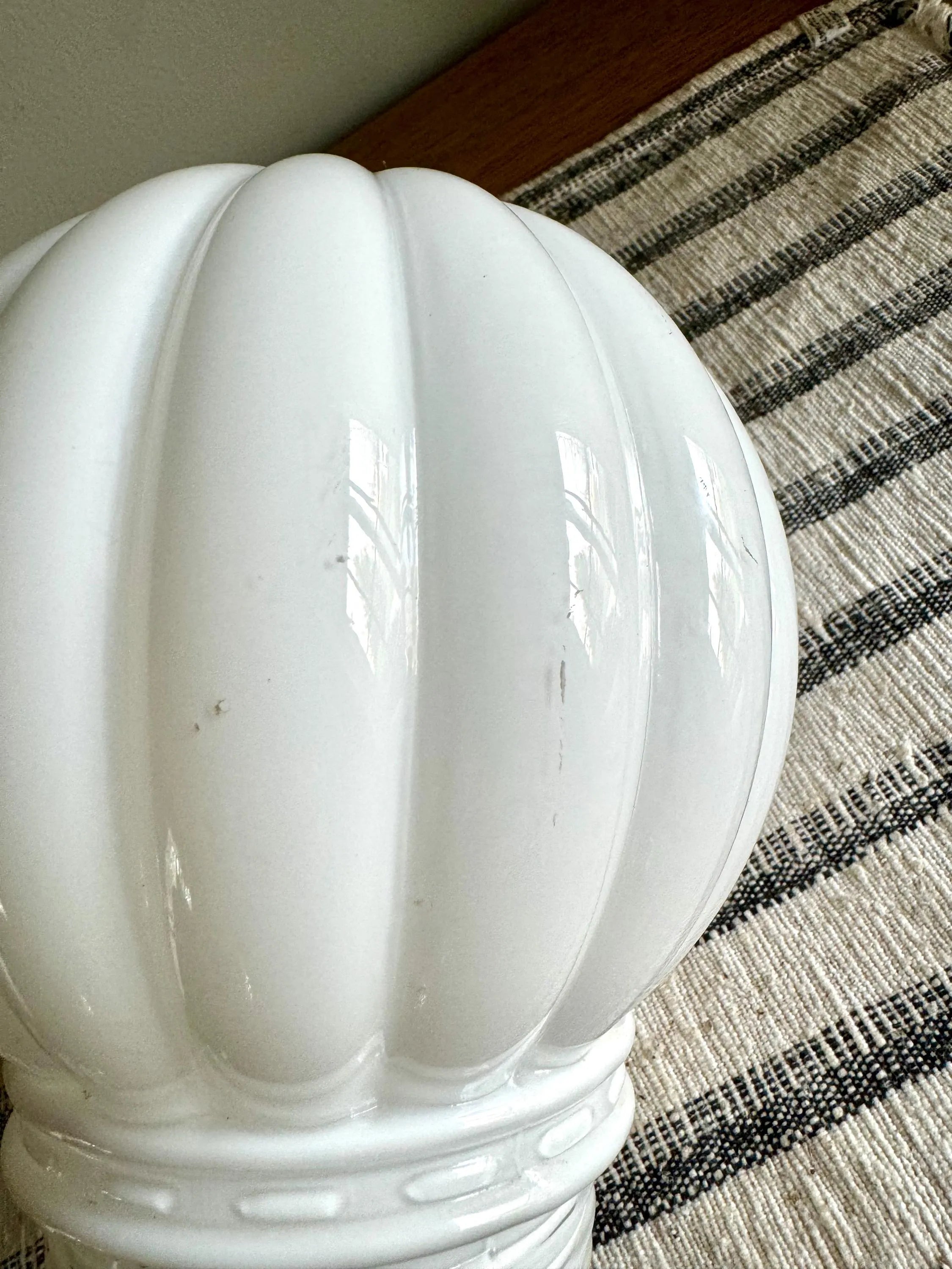 Vintage Milk Glass Ribbed Light Globe | Ceiling Lamp Screw in Glass Globe | 6 Inch Glass Ribbed Globe