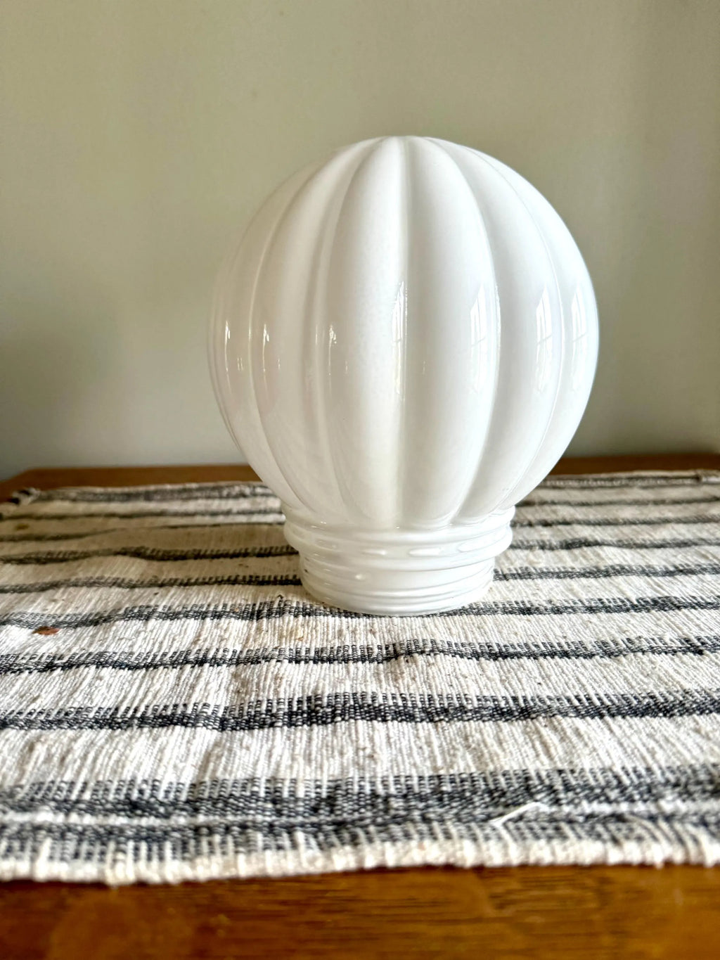 Vintage Milk Glass Ribbed Light Globe | Ceiling Lamp Screw in Glass Globe | 6 Inch Glass Ribbed Globe