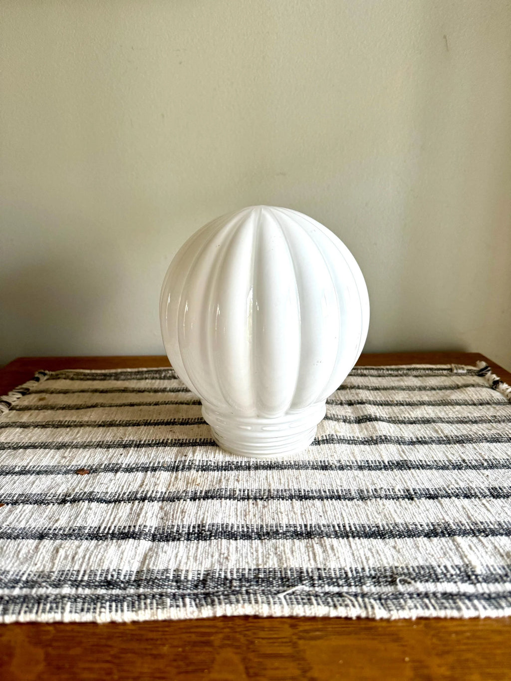 Vintage Milk Glass Ribbed Light Globe | Ceiling Lamp Screw in Glass Globe | 6 Inch Glass Ribbed Globe