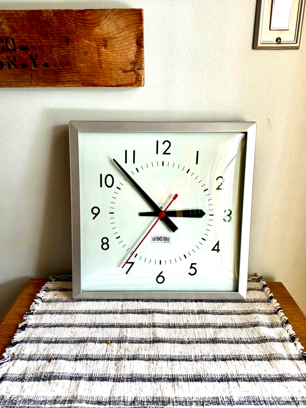 Vintage Standard Square Wall Clock | Classic Industrial Wall Clock | Bubble Face Wall Clock| Large Metal and Bubble Glass Clock