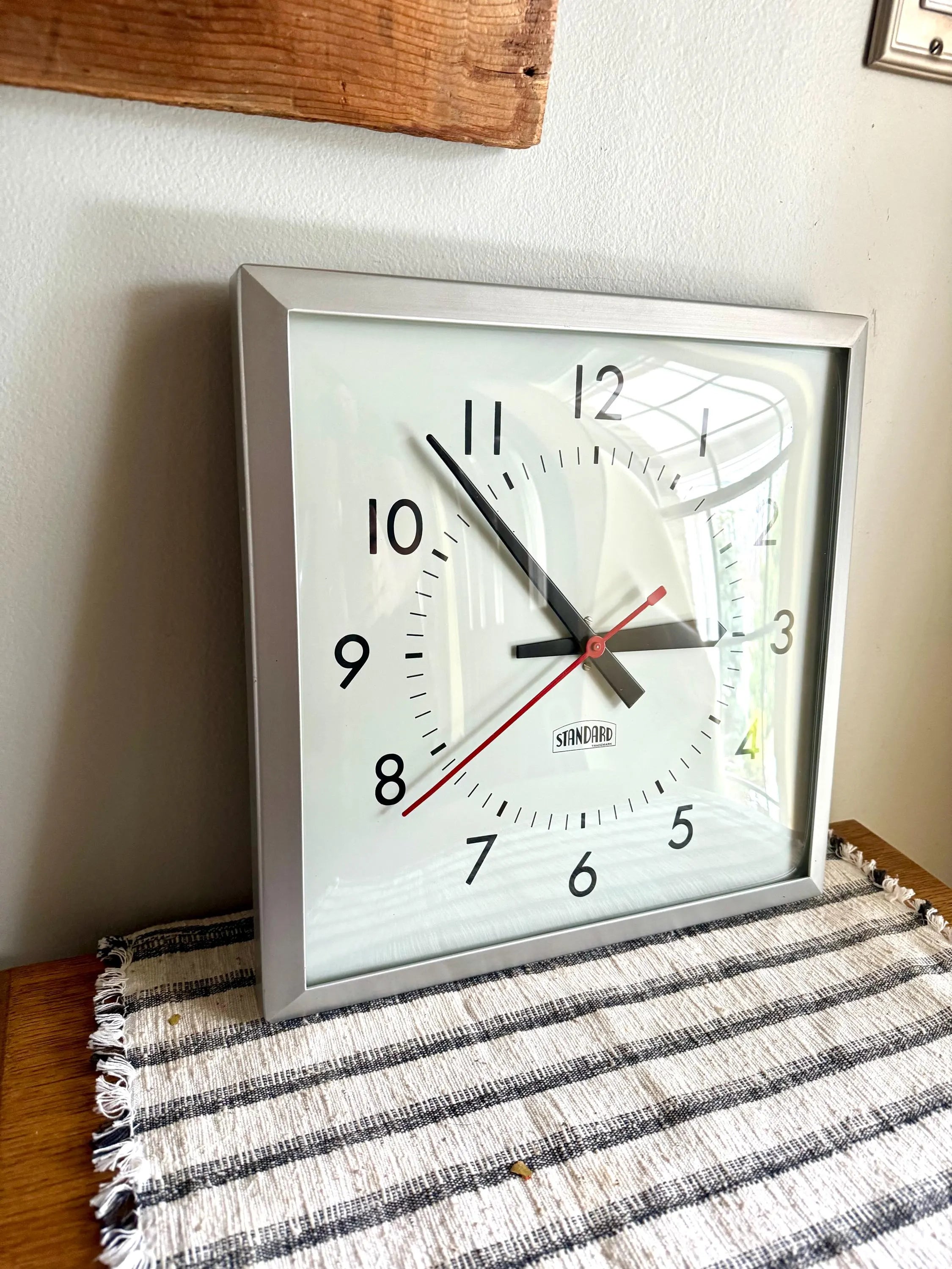 Vintage Standard Square Wall Clock | Classic Industrial Wall Clock | Bubble Face Wall Clock| Large Metal and Bubble Glass Clock
