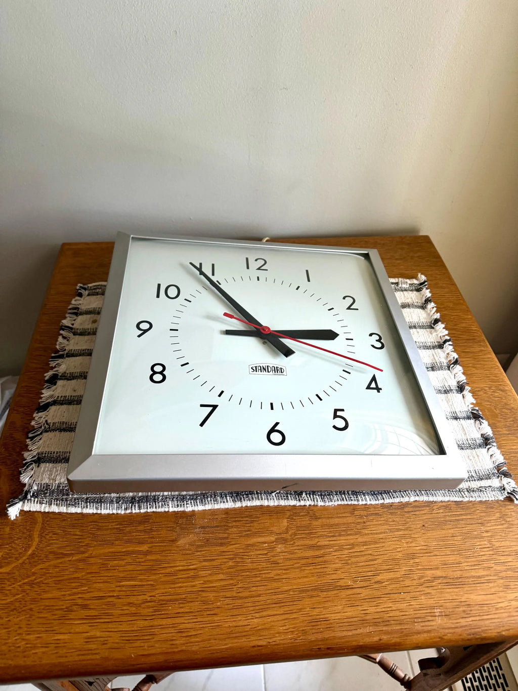 Vintage Standard Square Wall Clock | Classic Industrial Wall Clock | Bubble Face Wall Clock| Large Metal and Bubble Glass Clock