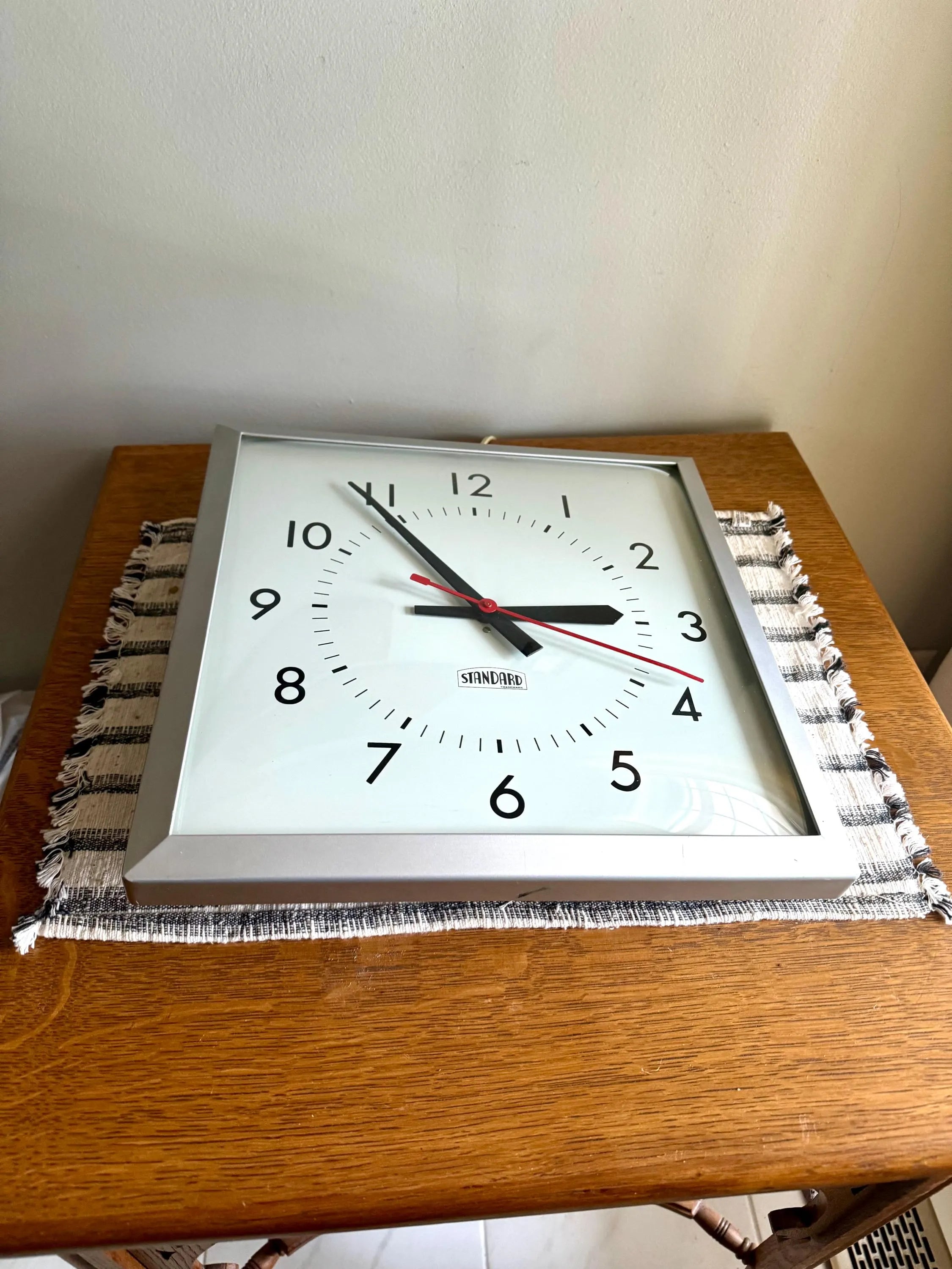 Vintage Standard Square Wall Clock | Classic Industrial Wall Clock | Bubble Face Wall Clock| Large Metal and Bubble Glass Clock
