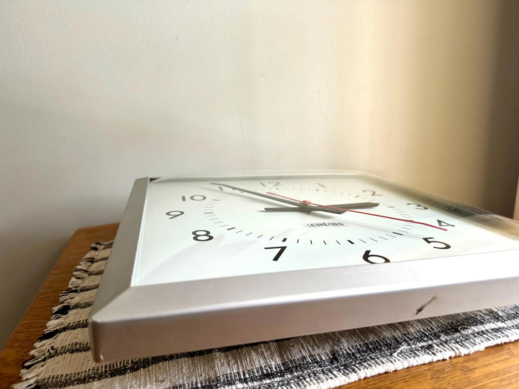 Vintage Standard Square Wall Clock | Classic Industrial Wall Clock | Bubble Face Wall Clock| Large Metal and Bubble Glass Clock