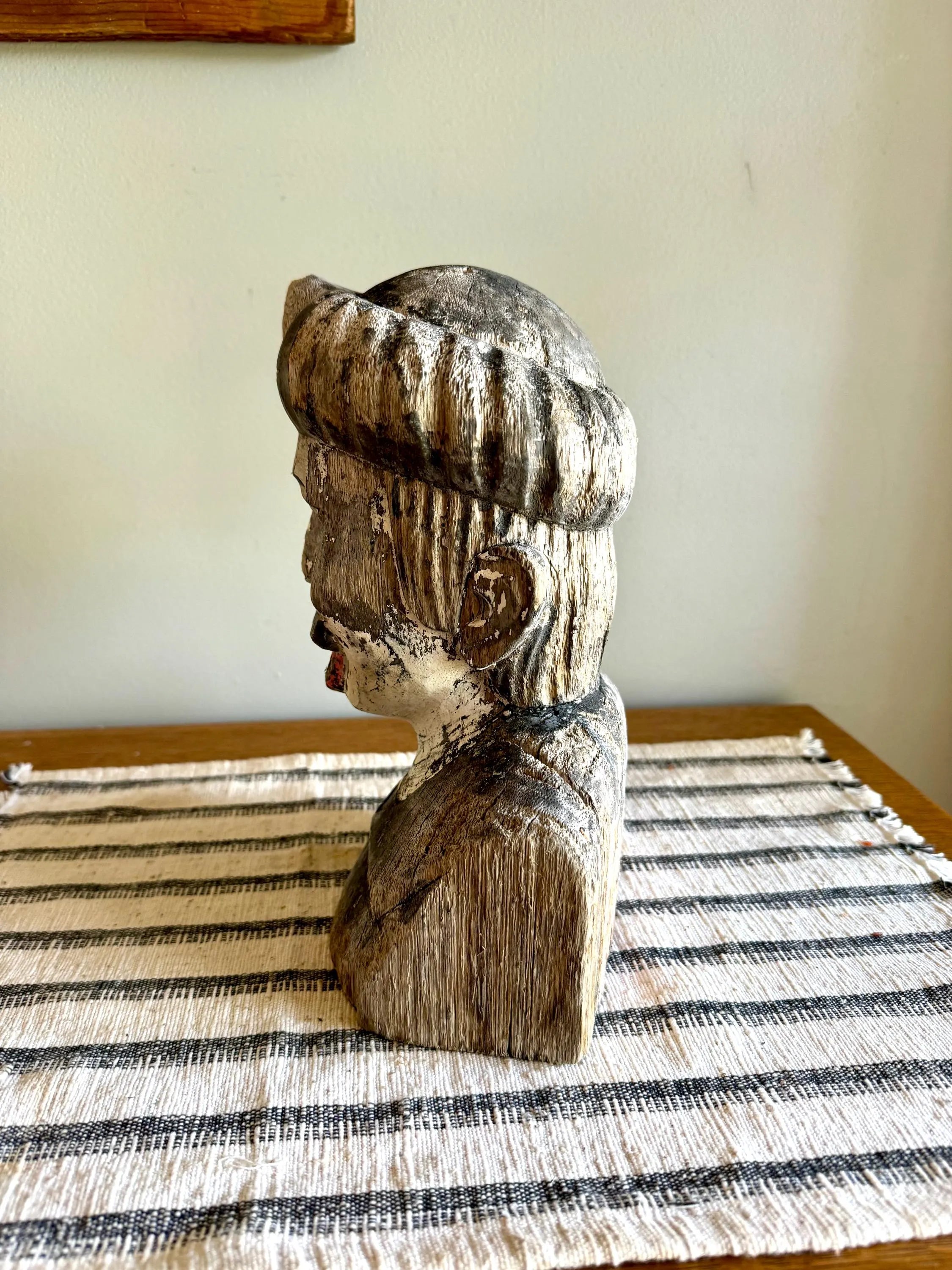 Antique Distressed Gaper | Hand Carved Wood Head | Dutch Pharmacy Icon Gaper | Dutch Pharmacy Wooden Gaper