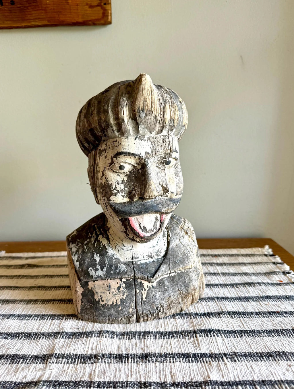 Antique Distressed Gaper | Hand Carved Wood Head | Dutch Pharmacy Icon Gaper | Dutch Pharmacy Wooden Gaper