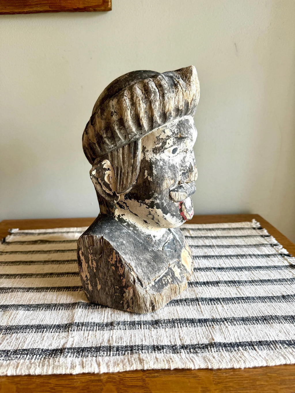 Antique Distressed Gaper | Hand Carved Wood Head | Dutch Pharmacy Icon Gaper | Dutch Pharmacy Wooden Gaper (Copy)