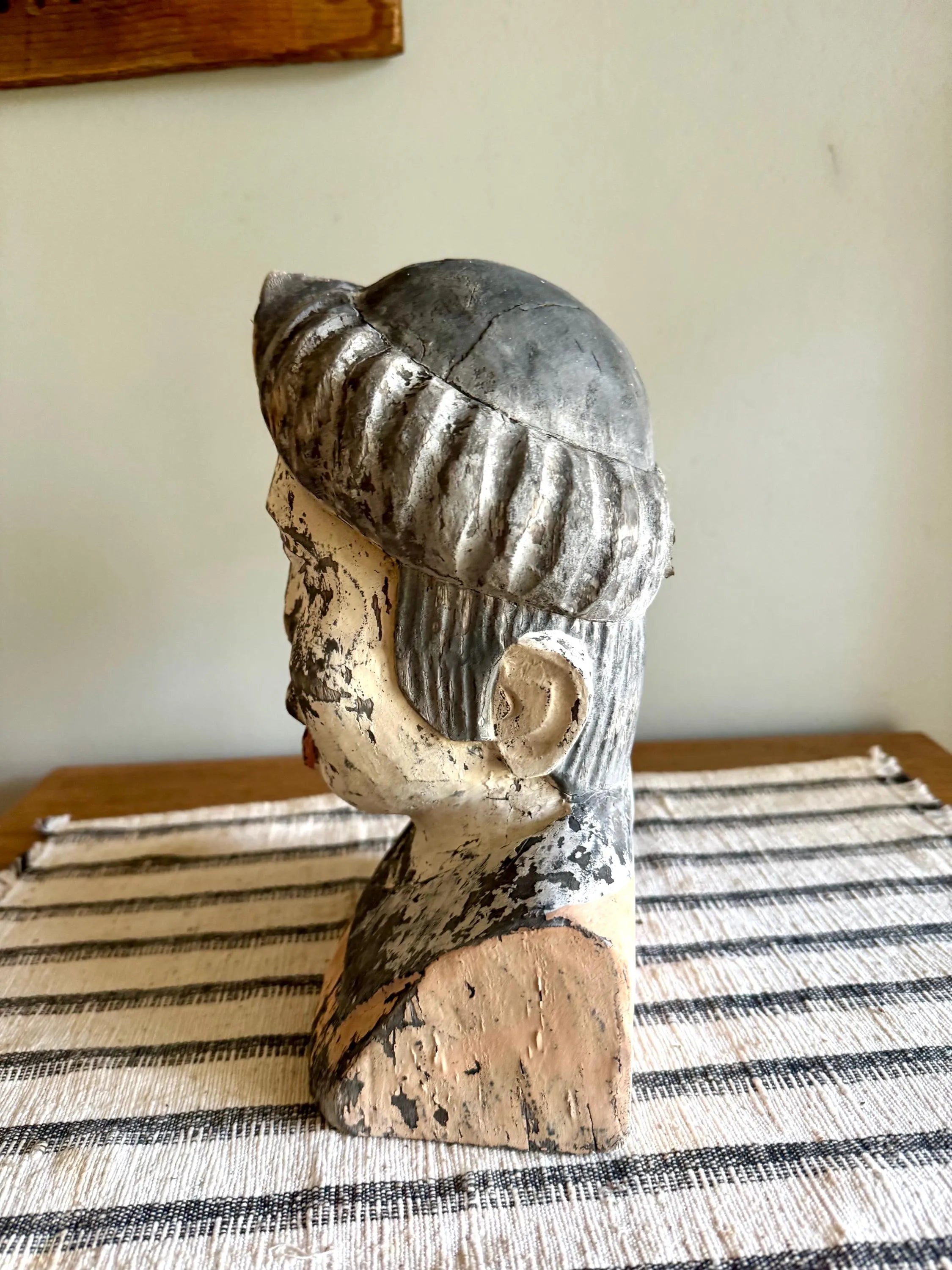 Antique Distressed Gaper | Hand Carved Wood Head | Dutch Pharmacy Icon Gaper | Dutch Pharmacy Wooden Gaper (Copy)