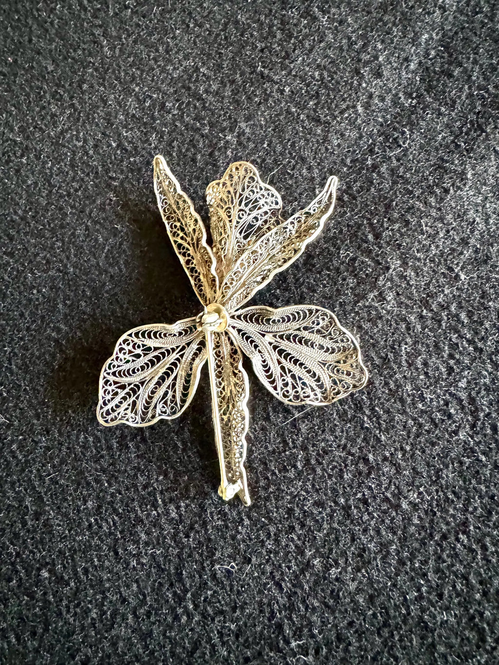 An Antique Silver Filigree Flower Brooch | Italian Silver Filigree Orchid Pin Brooch | Antique Victorian Silver Filigree Floral Brooch Pin