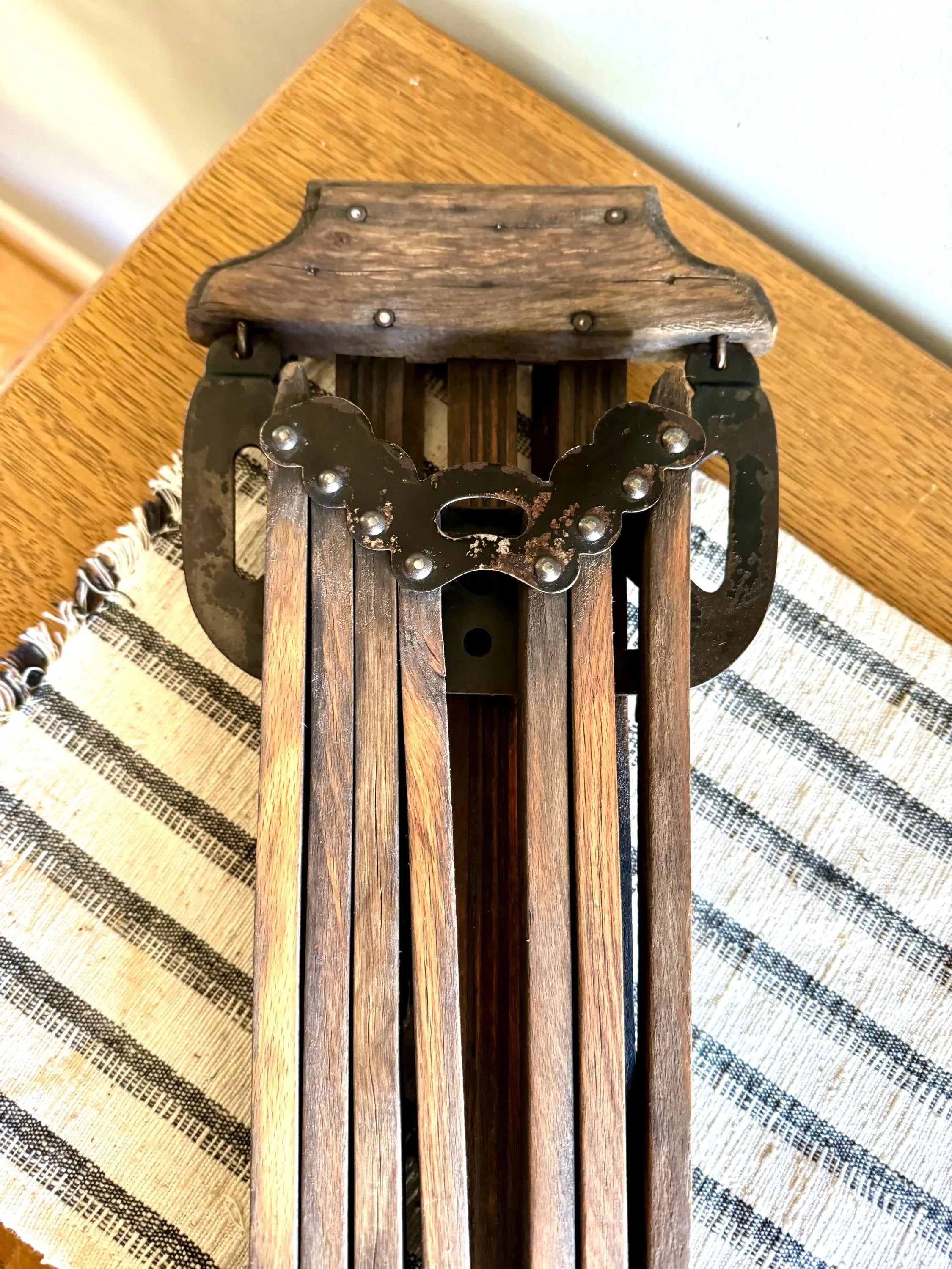 Antique Distressed Clothes Drying Rack | Vintage Wall Hanging Clothes Rack | Wooden Armed Clothes Rack| Distressed Wood Towel Rack