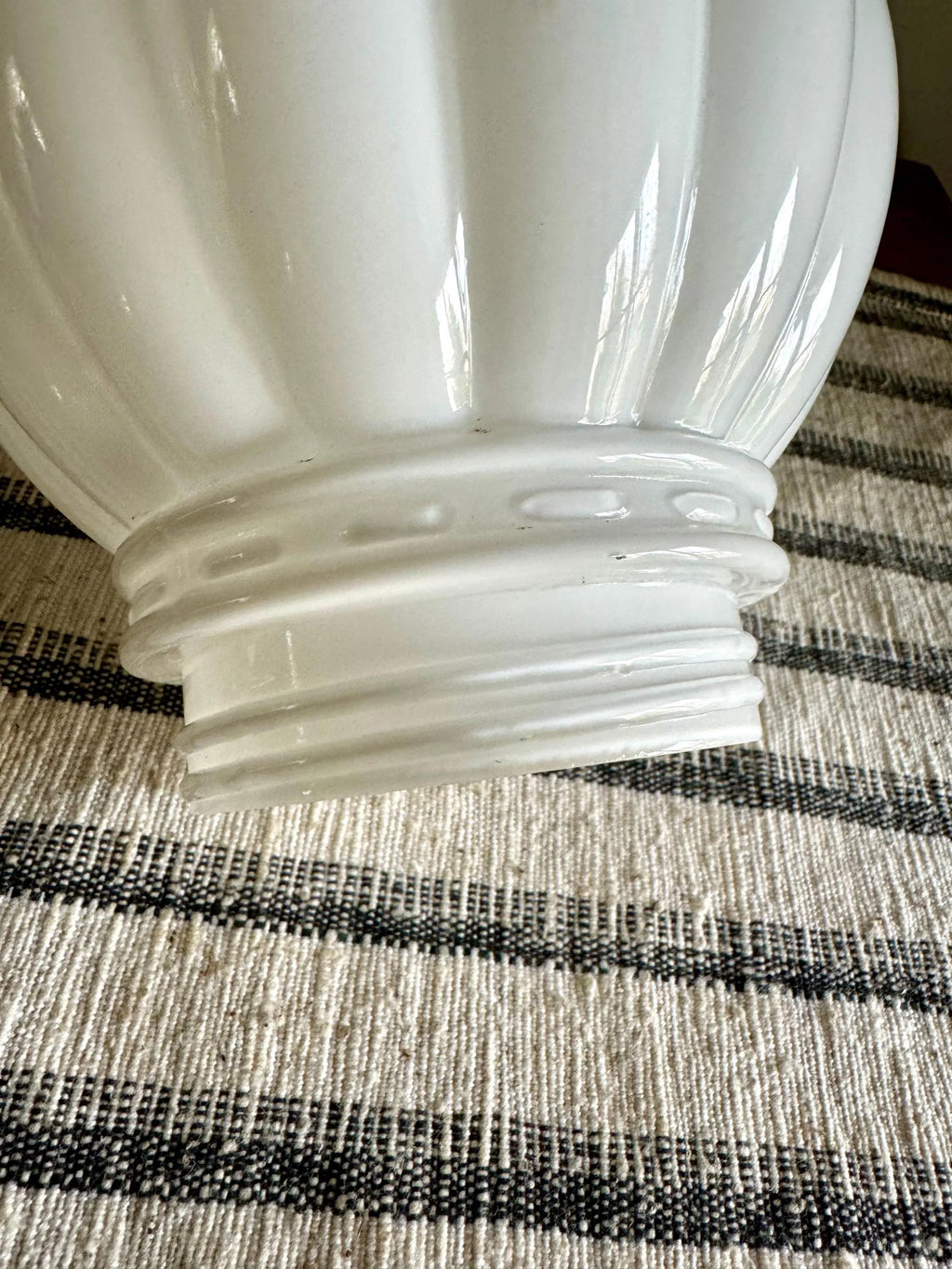 Vintage Milk Glass Ribbed Light Globe | Ceiling Lamp Screw in Glass Globe | 6 Inch Glass Ribbed Globe