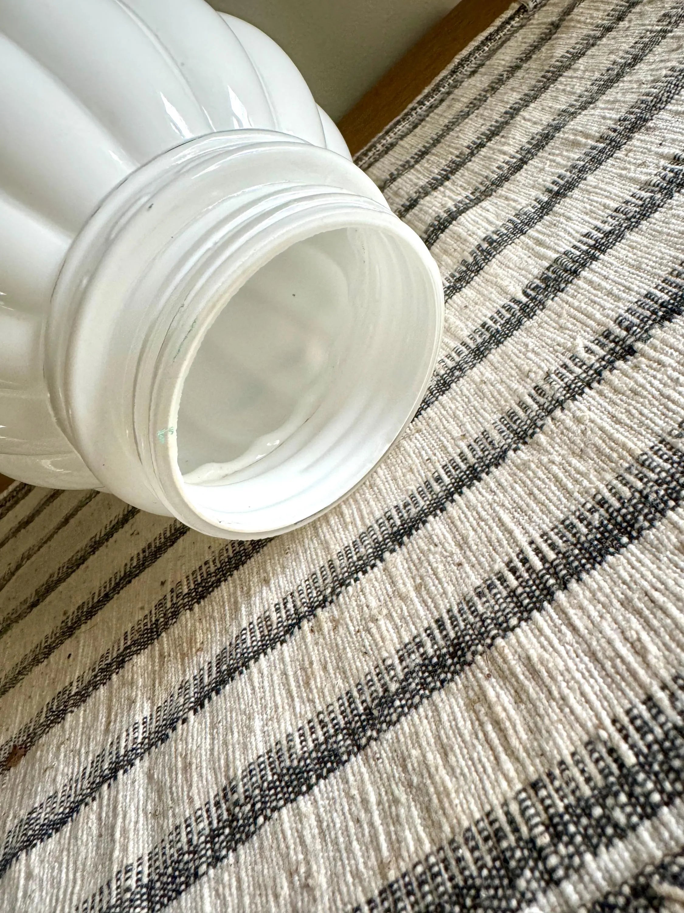 Vintage Milk Glass Ribbed Light Globe | Ceiling Lamp Screw in Glass Globe | 6 Inch Glass Ribbed Globe