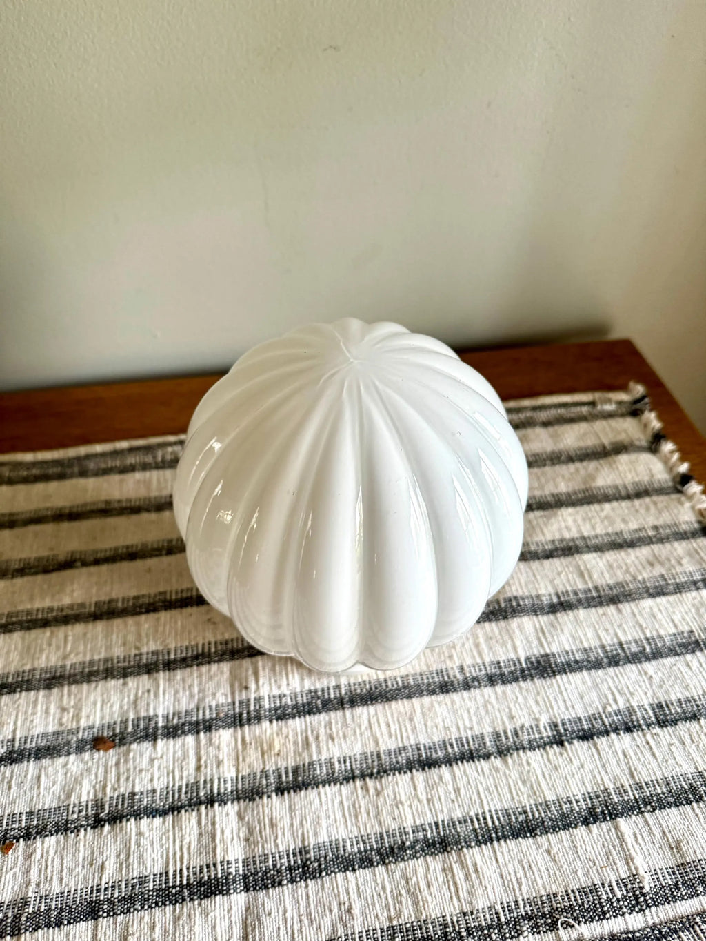 Vintage Milk Glass Ribbed Light Globe | Ceiling Lamp Screw in Glass Globe | 6 Inch Glass Ribbed Globe