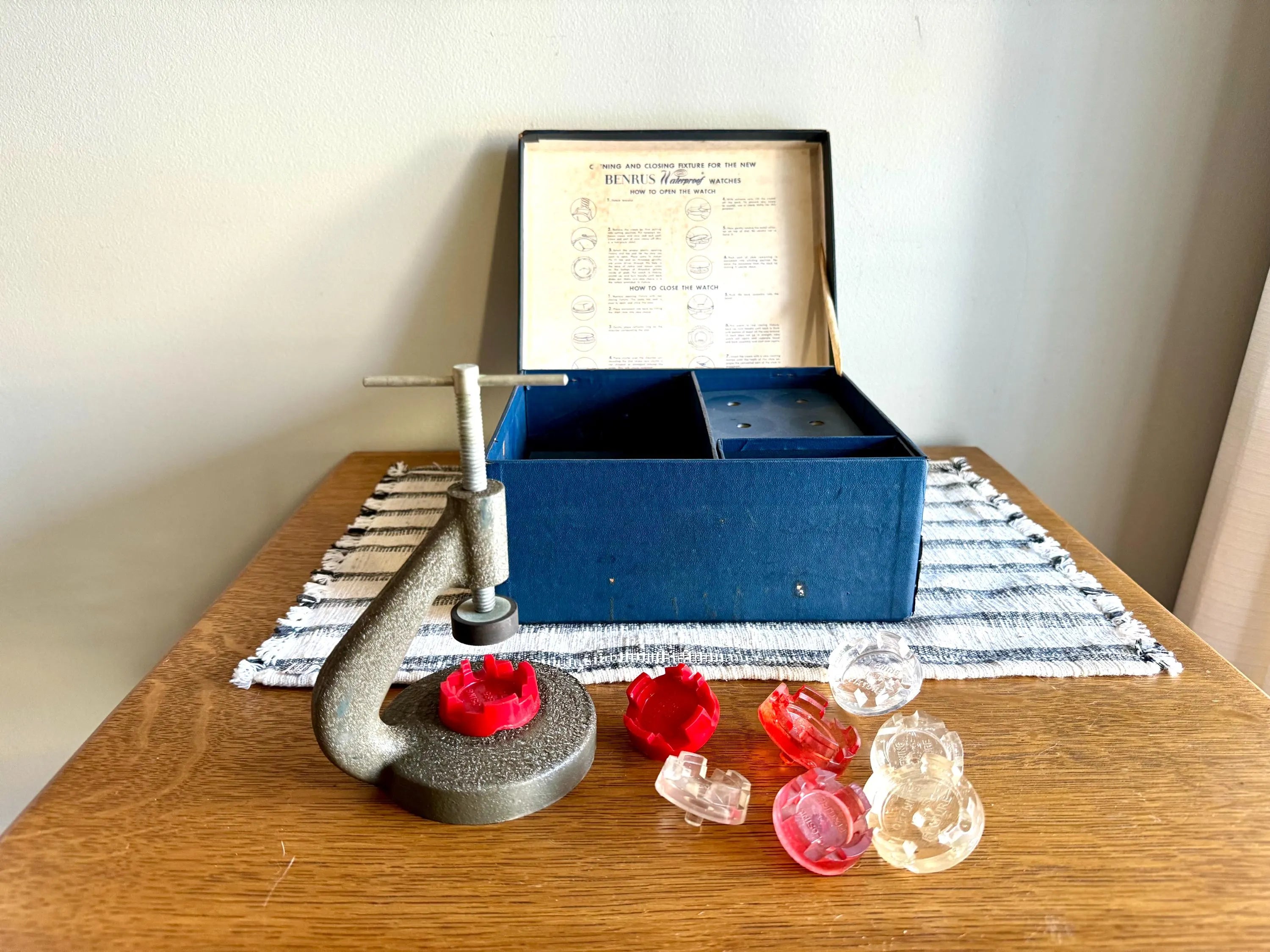 Vtg Benrus Waterproof Watch Case Open and Closing Tool | Benrus Watch Case Open Vise | Benrus Watch Vise With Box