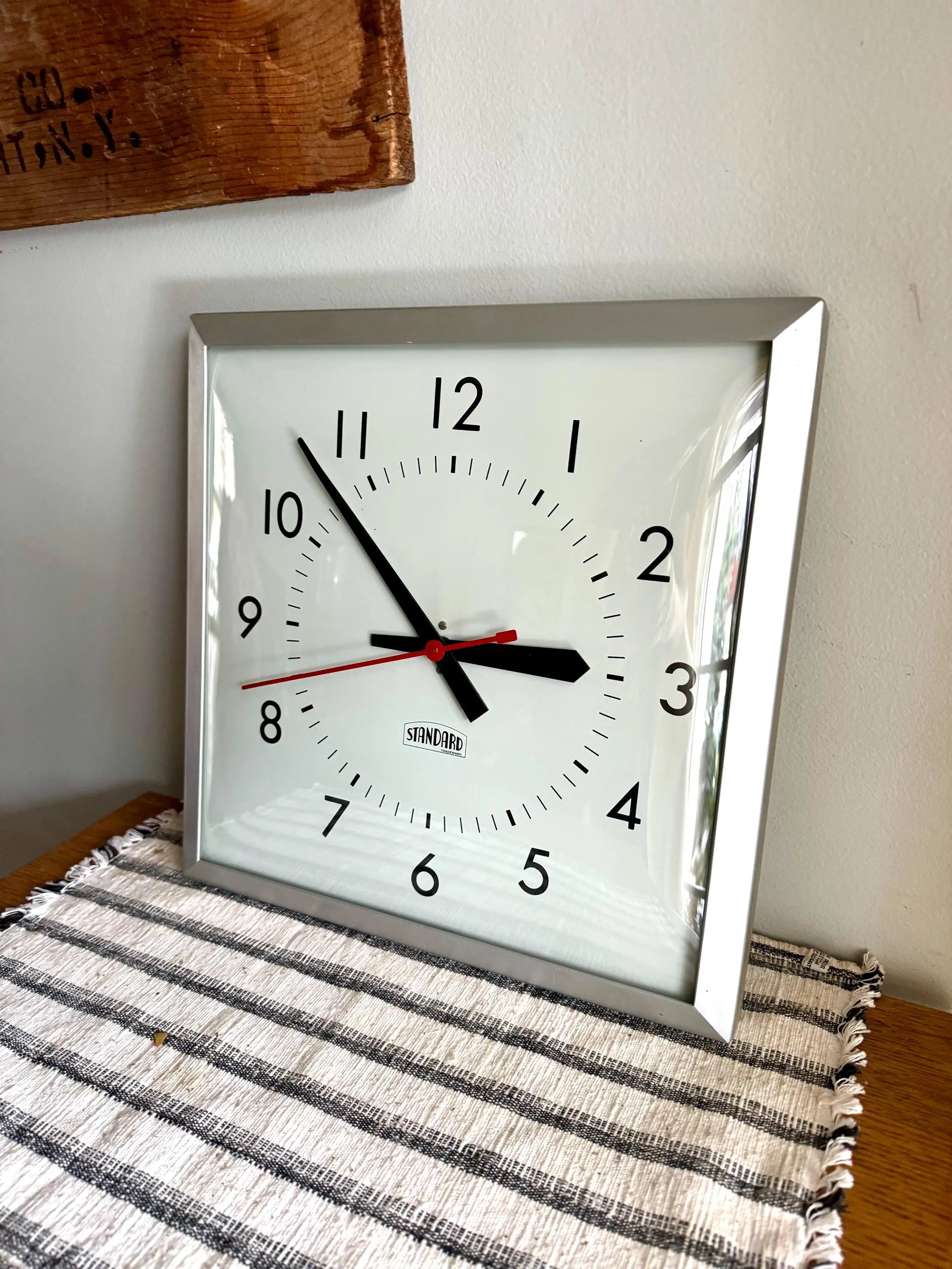 Vintage Standard Square Wall Clock | Classic Industrial Wall Clock | Bubble Face Wall Clock| Large Metal and Bubble Glass Clock