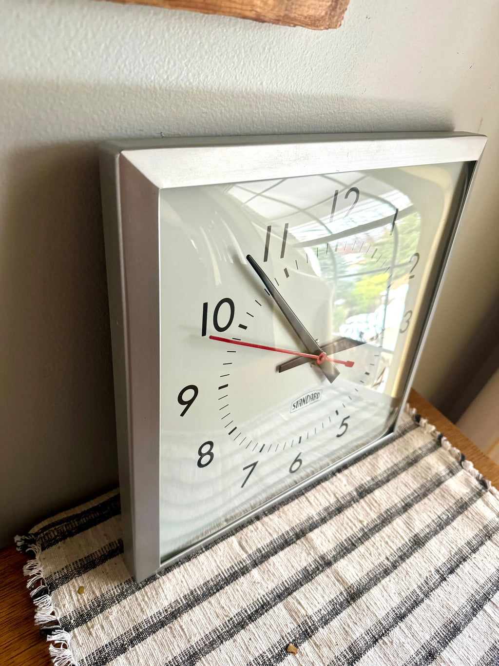 Vintage Standard Square Wall Clock | Classic Industrial Wall Clock | Bubble Face Wall Clock| Large Metal and Bubble Glass Clock