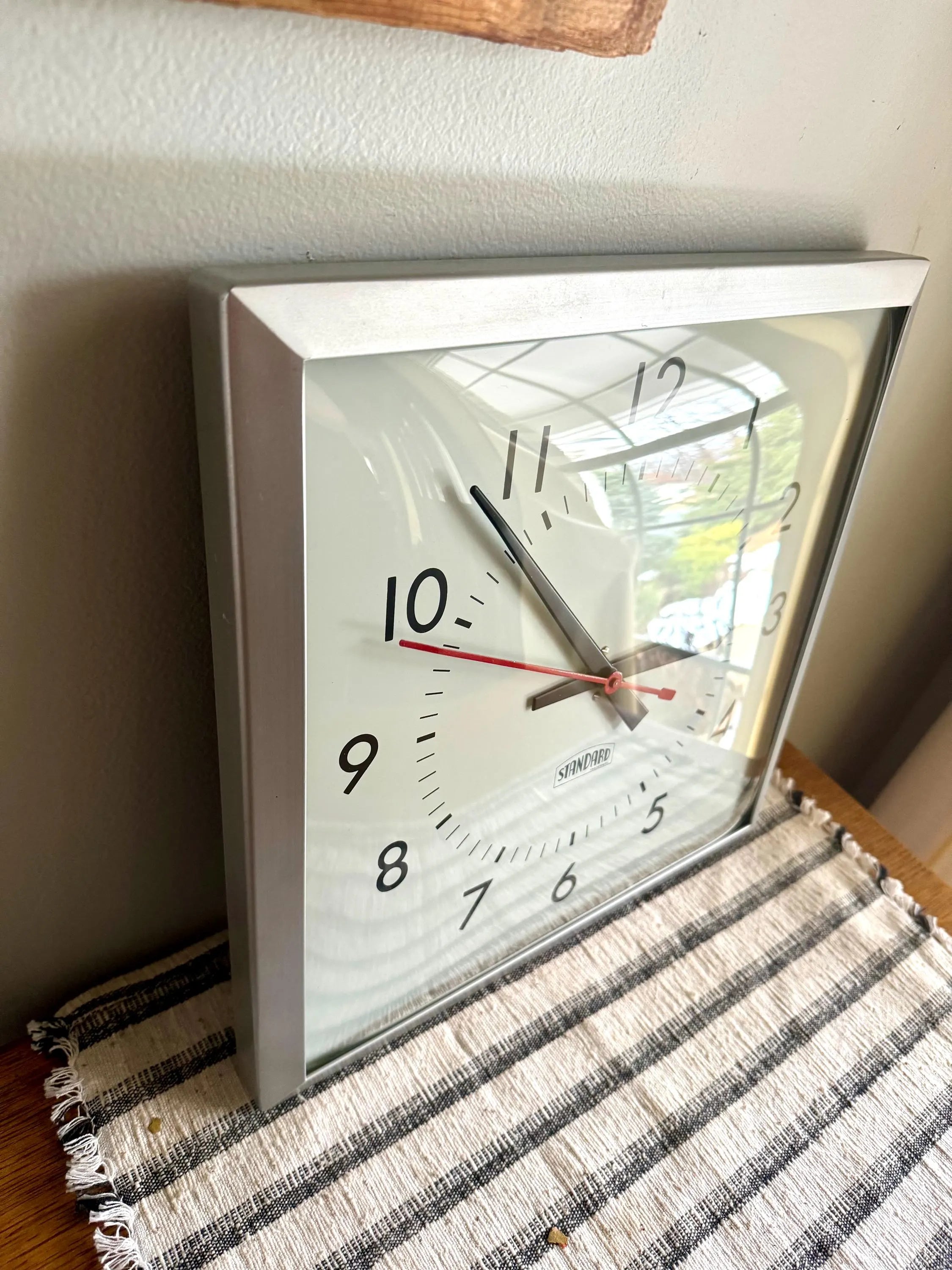 Vintage Standard Square Wall Clock | Classic Industrial Wall Clock | Bubble Face Wall Clock| Large Metal and Bubble Glass Clock