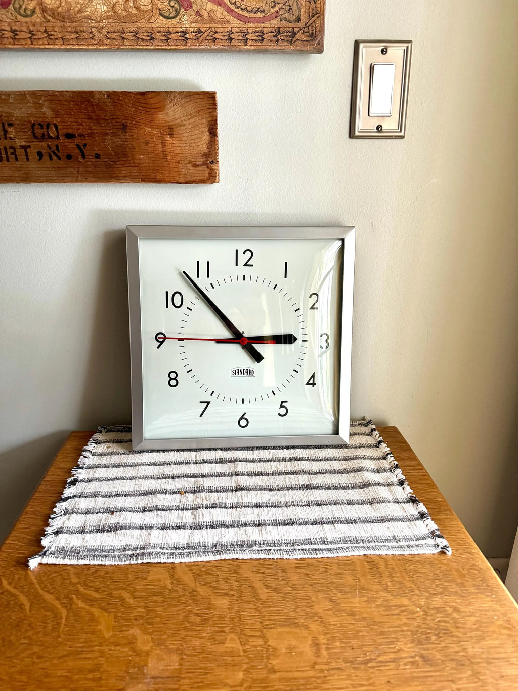 Vintage Standard Square Wall Clock | Classic Industrial Wall Clock | Bubble Face Wall Clock| Large Metal and Bubble Glass Clock