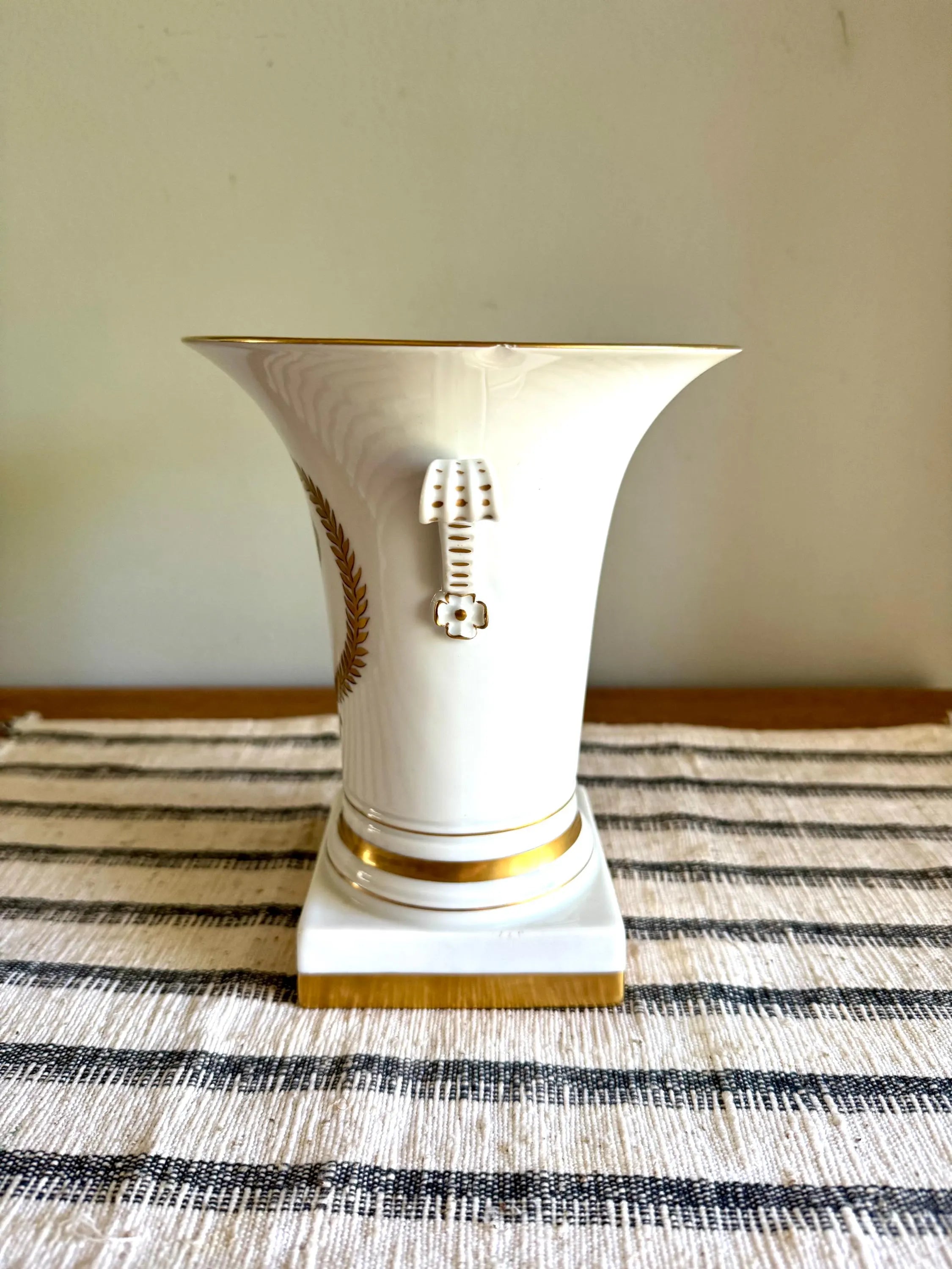Vtg Vista Alegre Portugal Porcelain Vase| Portuguese Porcelain Urn with Neoclassical Motif| Roman Greek Goddess Gilded Vase (Small Chip)