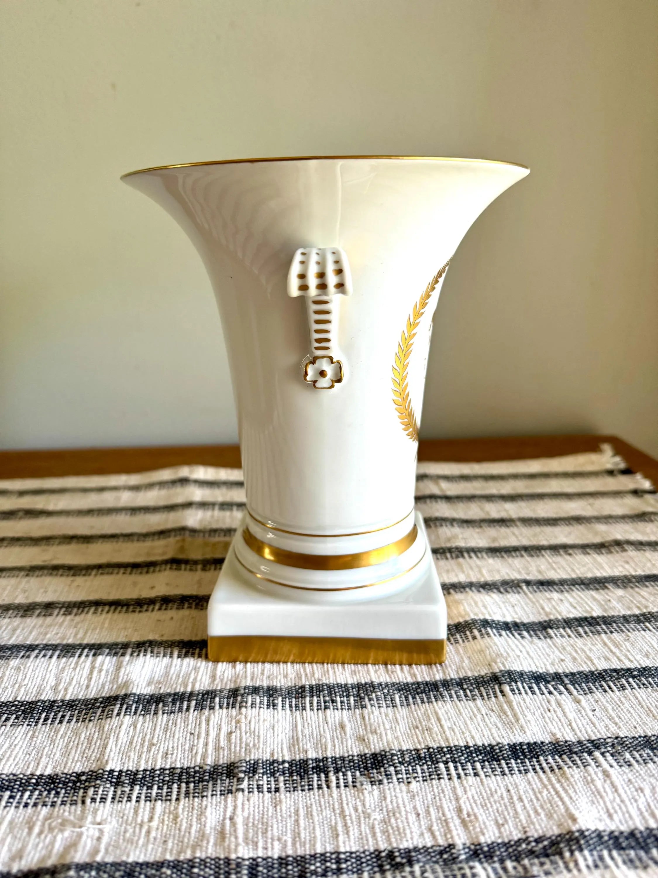 Vtg Vista Alegre Portugal Porcelain Vase| Portuguese Porcelain Urn with Neoclassical Motif| Roman Greek Goddess Gilded Vase (Small Chip)