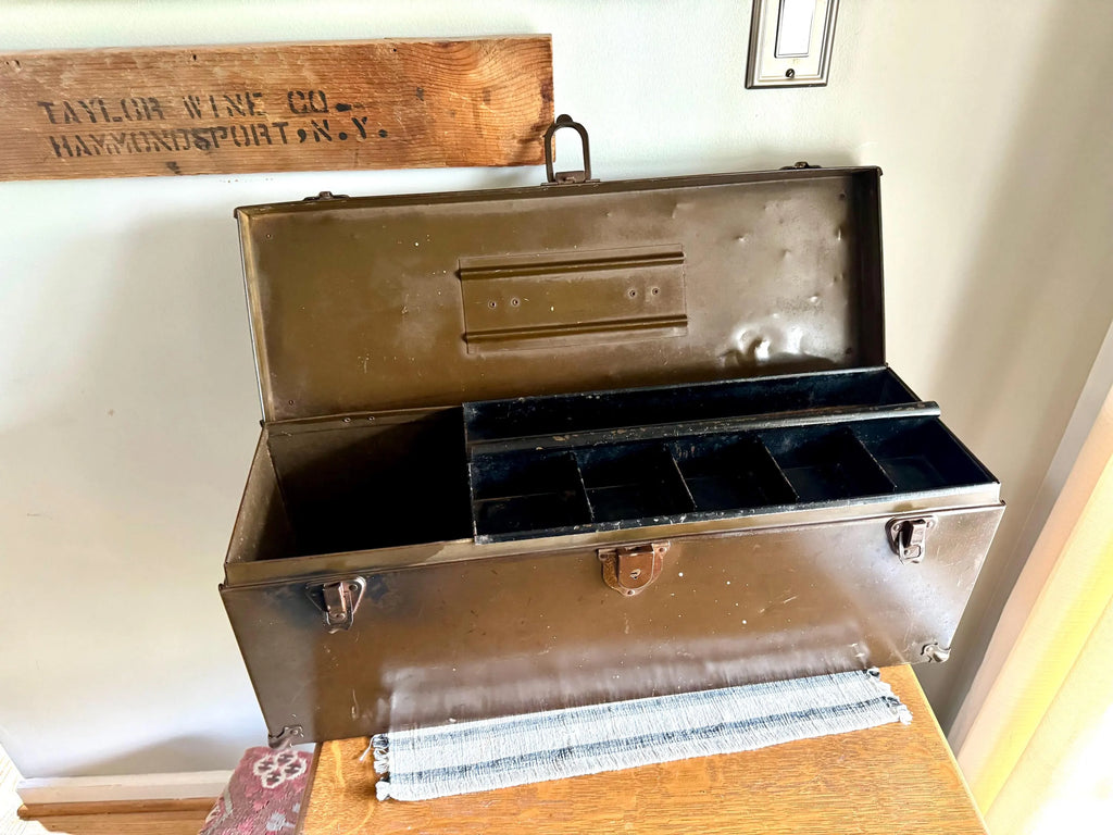 Vtg Distressed Kennedy Tool Box | Large Metal Toolbox | Rustic Storage Box | Distressed Metal Tool Box | Heavy Duty Utility Box | Toolbox