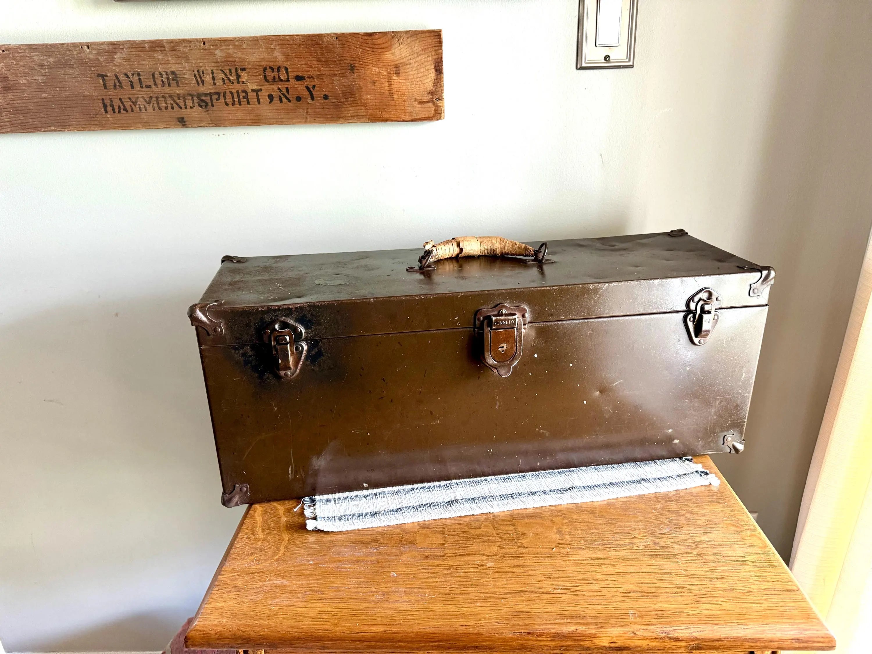 Vtg Distressed Kennedy Tool Box | Large Metal Toolbox | Rustic Storage Box | Distressed Metal Tool Box | Heavy Duty Utility Box | Toolbox