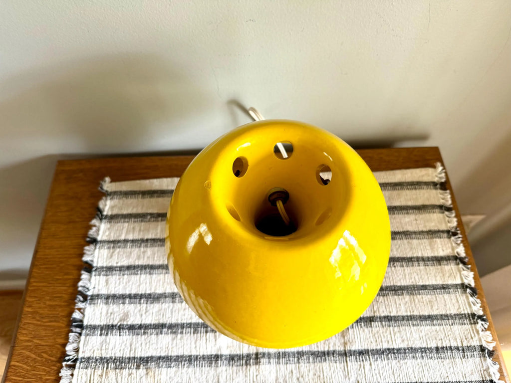 Vtg MCM Ceramic Mushroom Accent Lamp | Yellow Ceramic Mushroom Ambient Lamp | Yellow Mushroom Lamp
