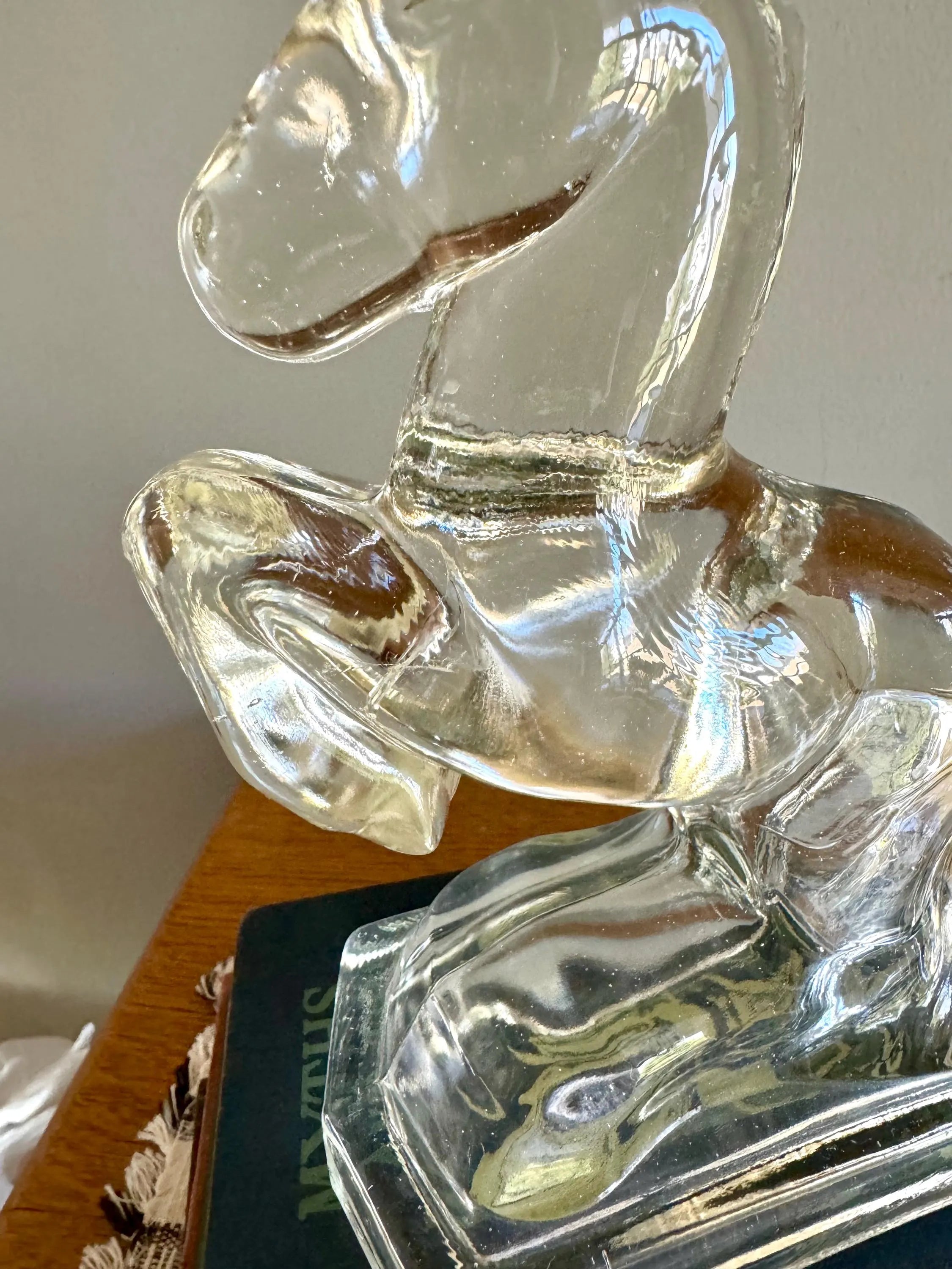 Set of L.E. Smith Glass Horse Bookends | Vintage Rearing Horse Glass Bookends | Equestrian Bookends | Equestrian Decor