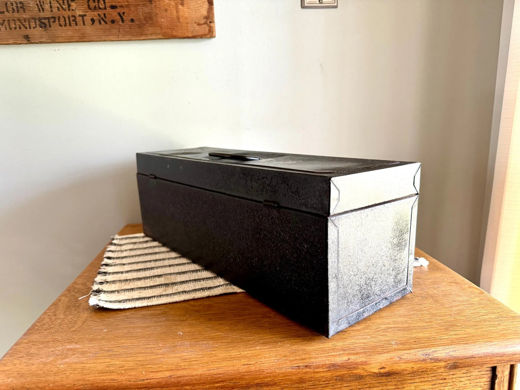 Vtg Distressed SK Tool Box | Sherman Klove Co. Metal Toolbox | Rustic Storage Box | Distressed Metal Tool Box | Heavy Duty Utility Box