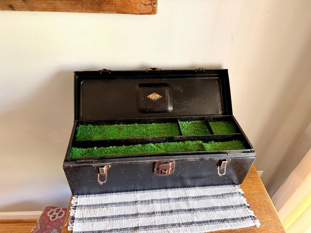 Vtg Distressed SK Tool Box | Sherman Klove Co. Metal Toolbox | Rustic Storage Box | Distressed Metal Tool Box | Heavy Duty Utility Box