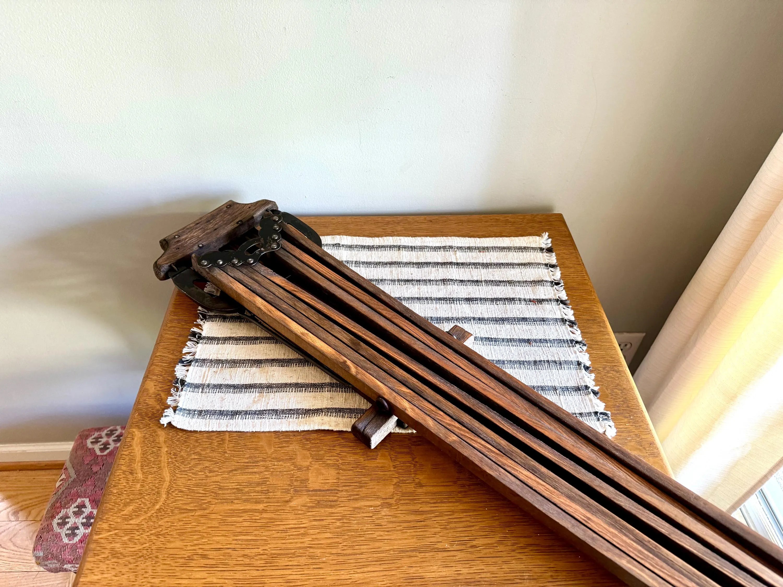 Antique Distressed Clothes Drying Rack | Vintage Wall Hanging Clothes Rack | Wooden Armed Clothes Rack| Distressed Wood Towel Rack