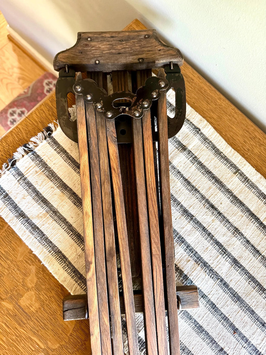 Antique Distressed Clothes Drying Rack | Vintage Wall Hanging Clothes Rack | Wooden Armed Clothes Rack| Distressed Wood Towel Rack