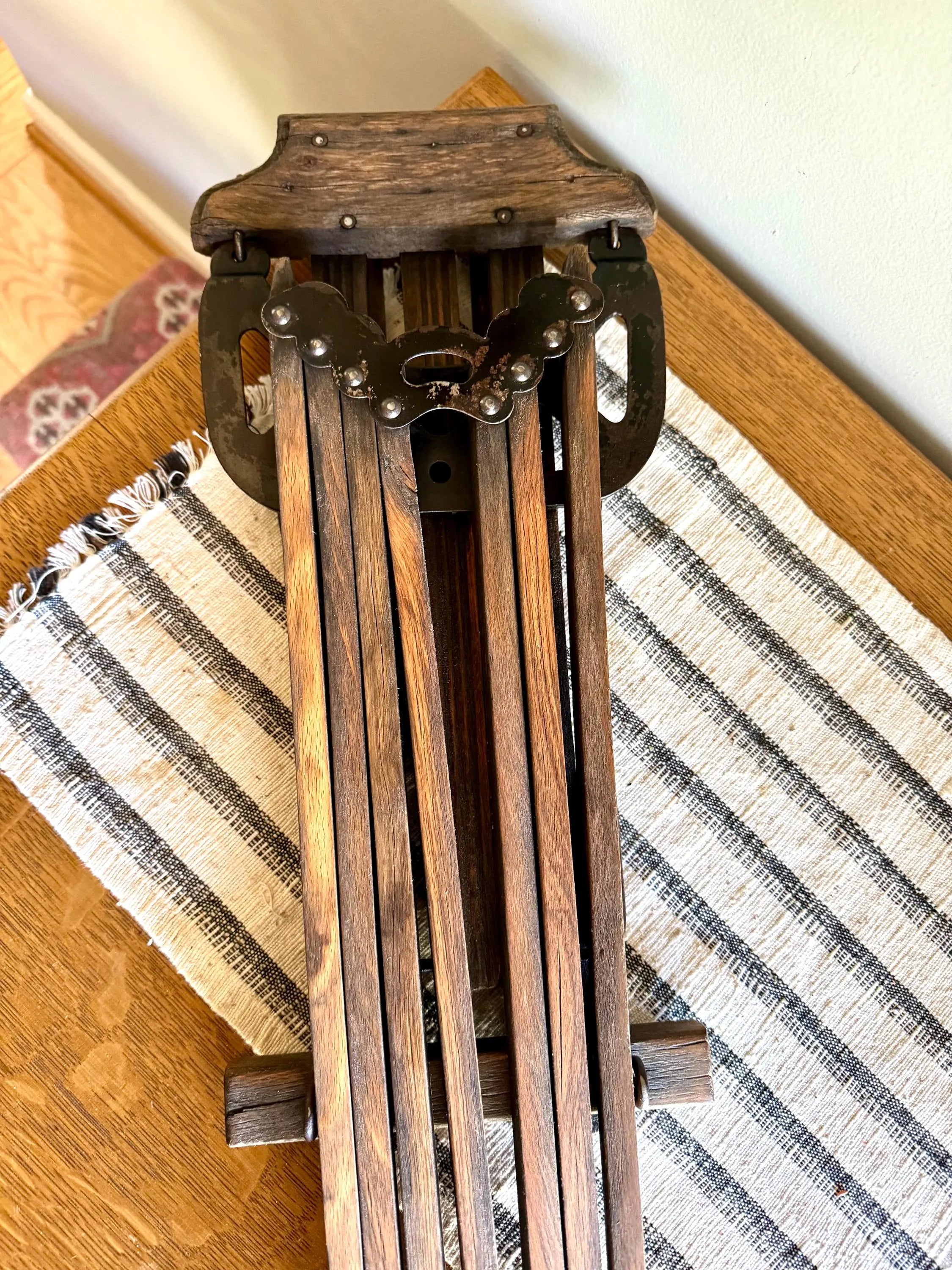 Antique Distressed Clothes Drying Rack | Vintage Wall Hanging Clothes Rack | Wooden Armed Clothes Rack| Distressed Wood Towel Rack