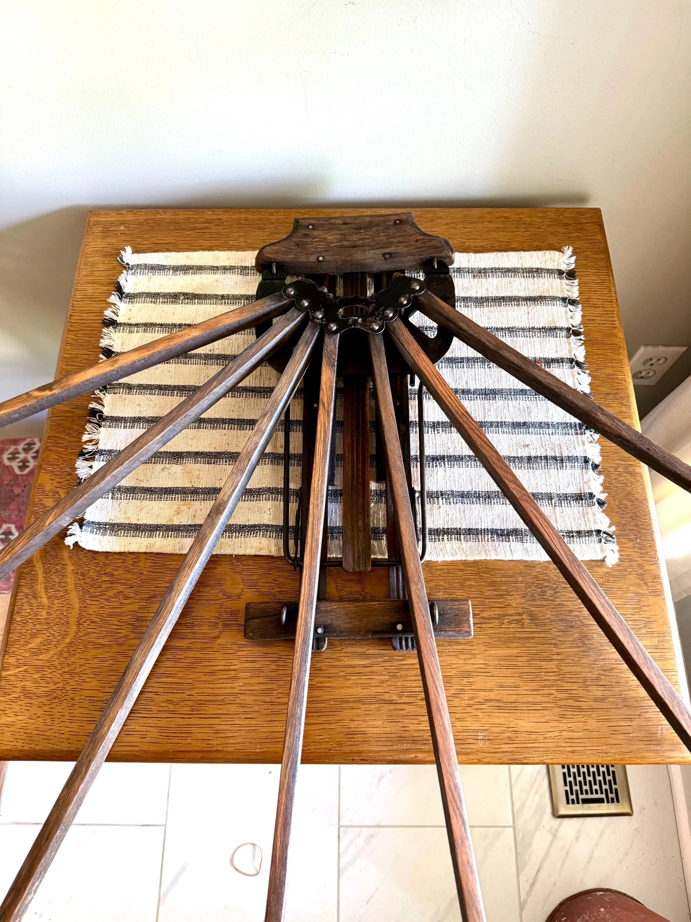 Antique Distressed Clothes Drying Rack | Vintage Wall Hanging Clothes Rack | Wooden Armed Clothes Rack| Distressed Wood Towel Rack