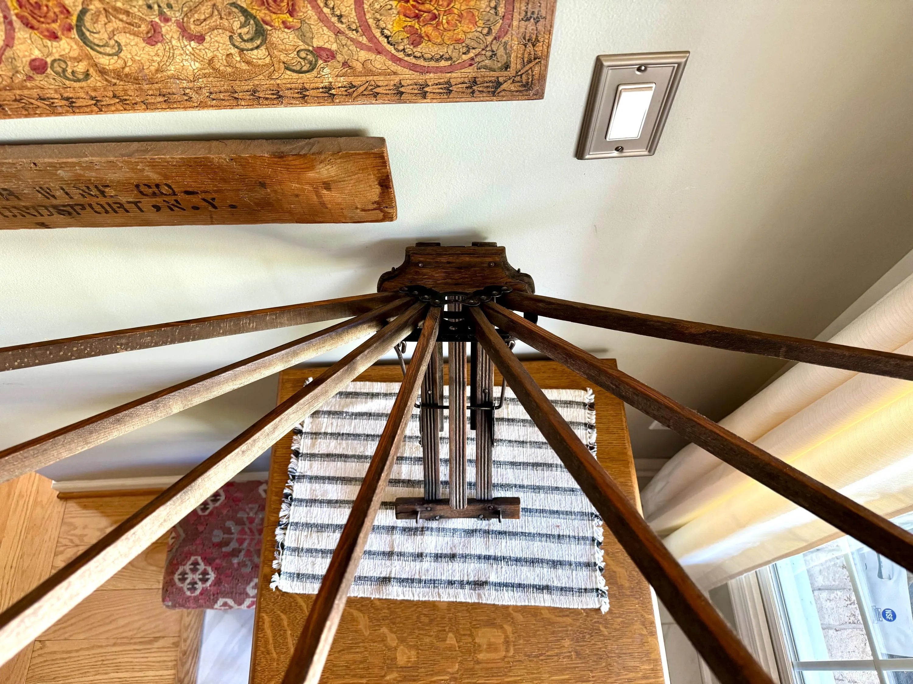 Antique Distressed Clothes Drying Rack | Vintage Wall Hanging Clothes Rack | Wooden Armed Clothes Rack| Distressed Wood Towel Rack