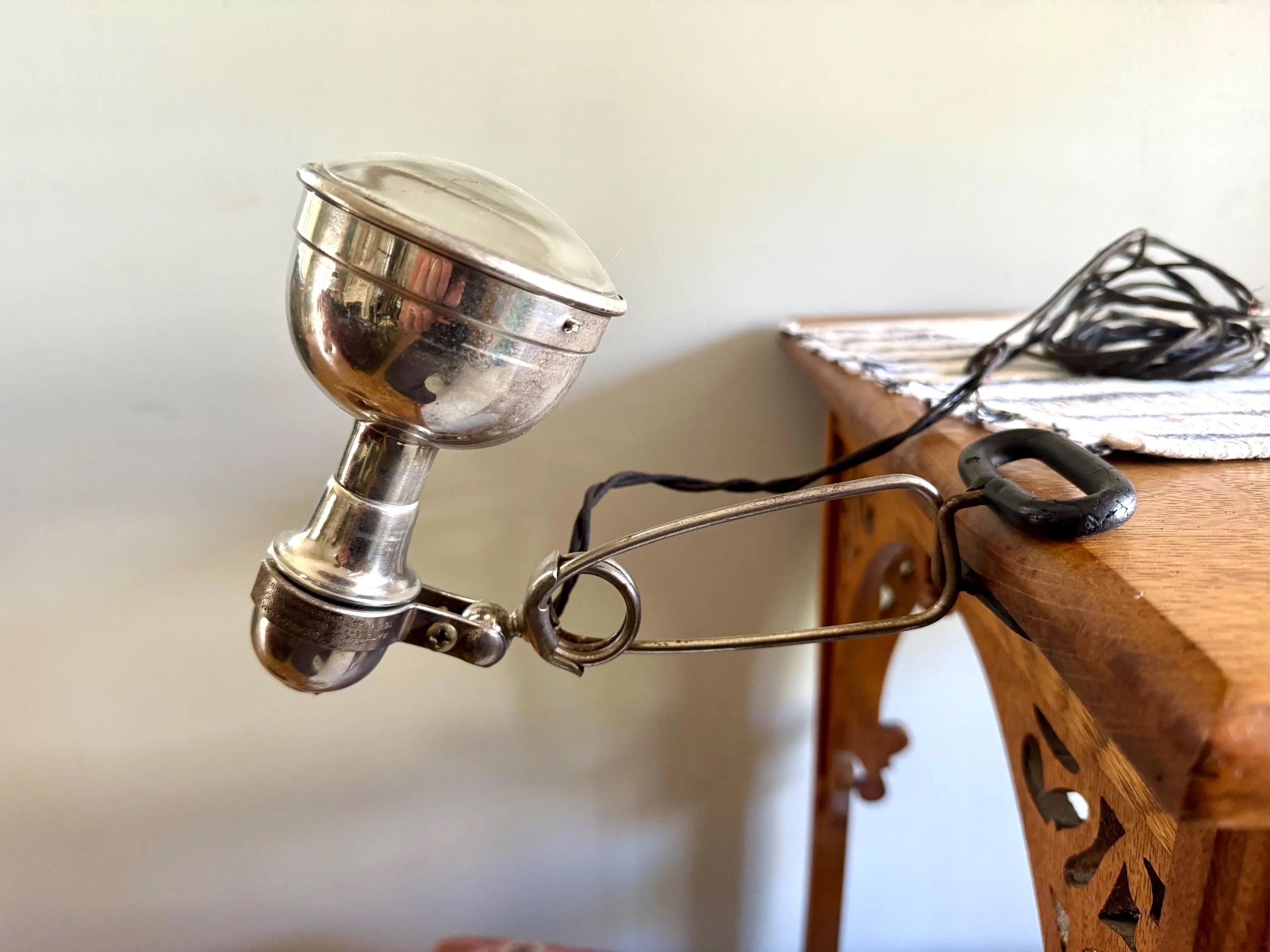 Vtg Automobile Spotlight | Auxiliary 12V Clamp Lamp | Gypsy Clamp 12V Auxiliary Spot Lamp | Automobile Work Light| Under Hood Clamp Lamp