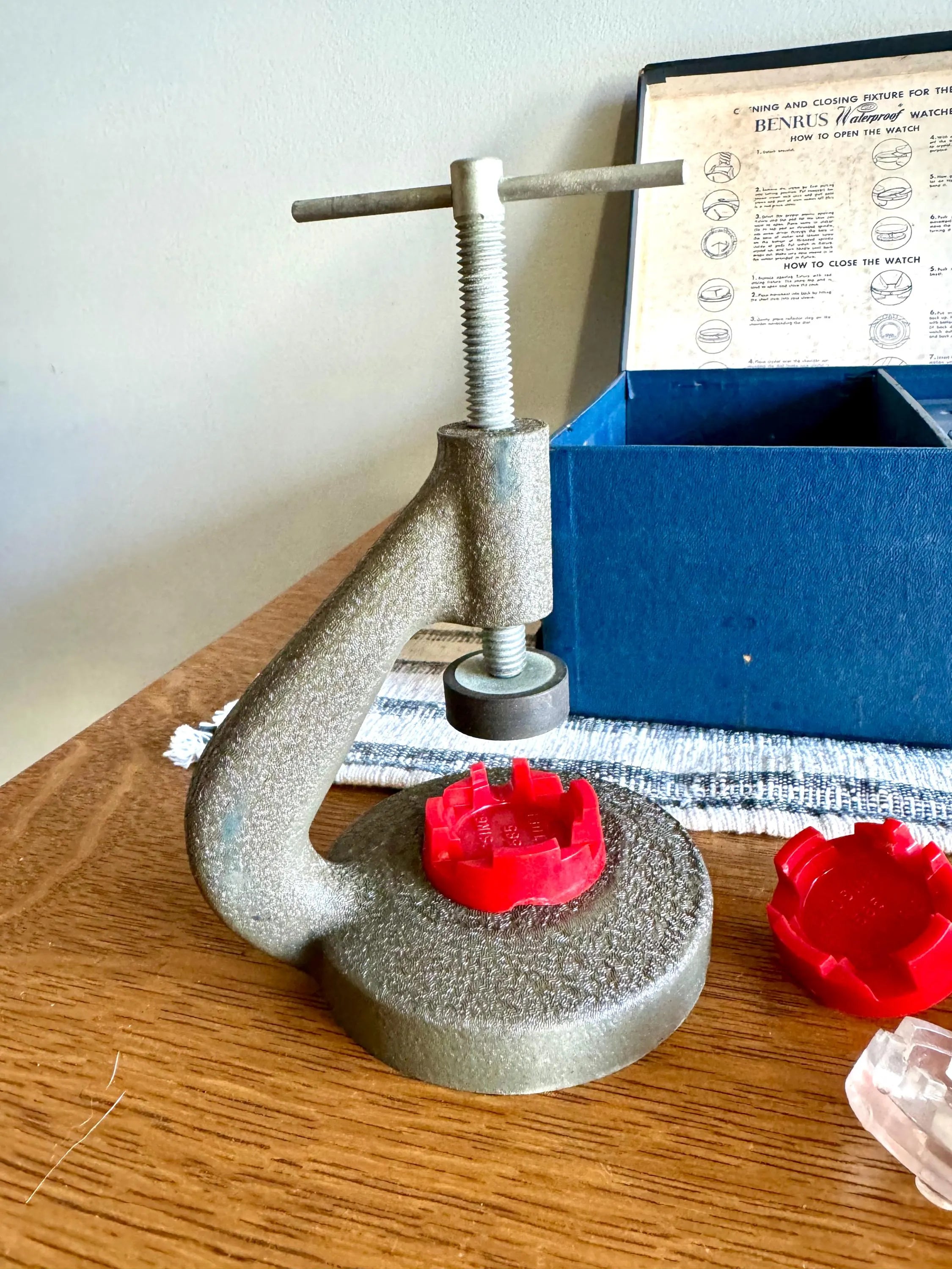 Vtg Benrus Waterproof Watch Case Open and Closing Tool | Benrus Watch Case Open Vise | Benrus Watch Vise With Box