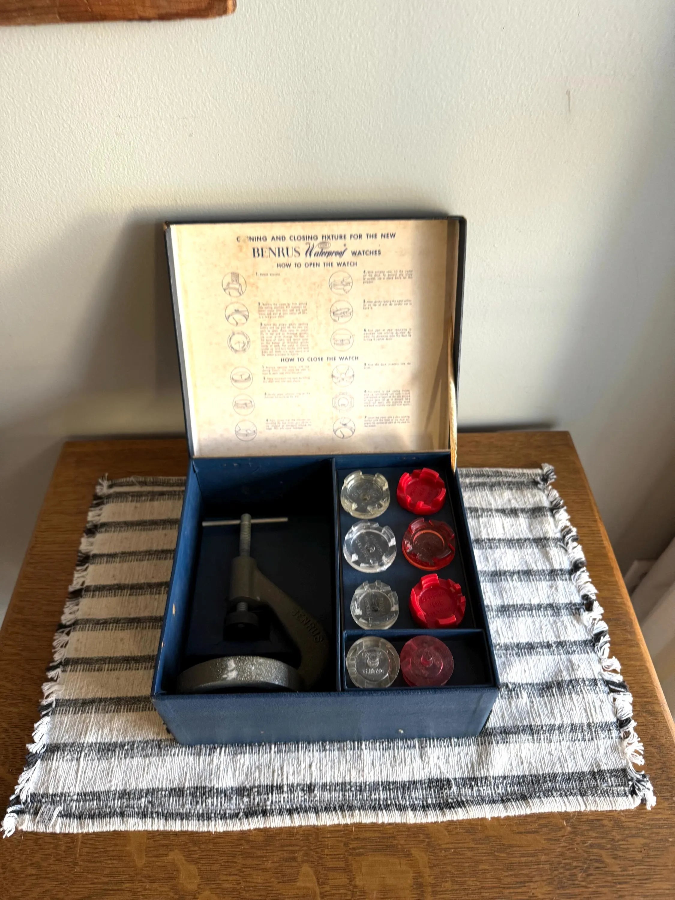 Vtg Benrus Waterproof Watch Case Open and Closing Tool | Benrus Watch Case Open Vise | Benrus Watch Vise With Box