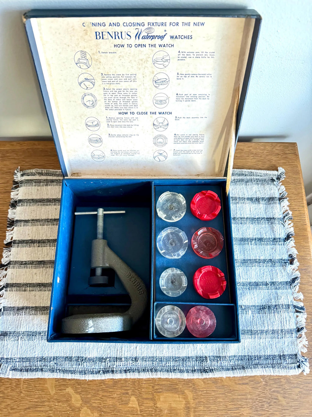 Vtg Benrus Waterproof Watch Case Open and Closing Tool | Benrus Watch Case Open Vise | Benrus Watch Vise With Box