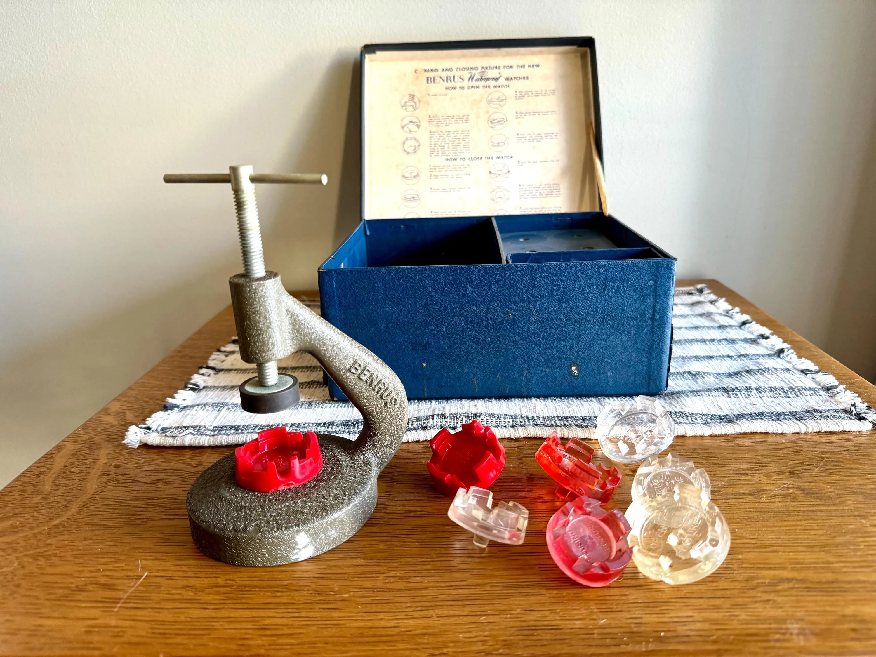 Vtg Benrus Waterproof Watch Case Open and Closing Tool | Benrus Watch Case Open Vise | Benrus Watch Vise With Box
