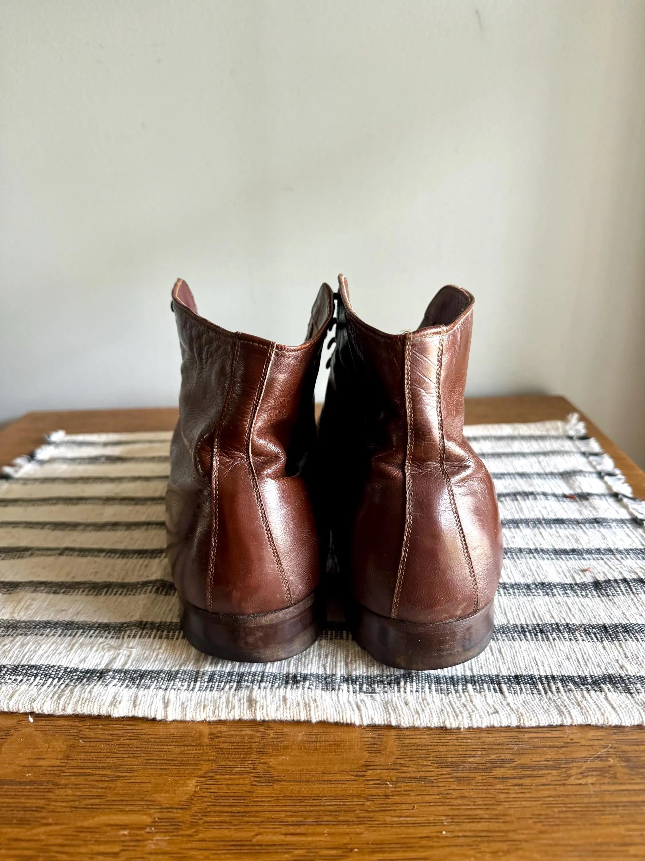 Vtg Leather Boots | Bob Smart 1960's Leather Boots | Brown Cap Toe Leather Shoes | Brown Lace Up Ankle Boots | 60's Work Boots