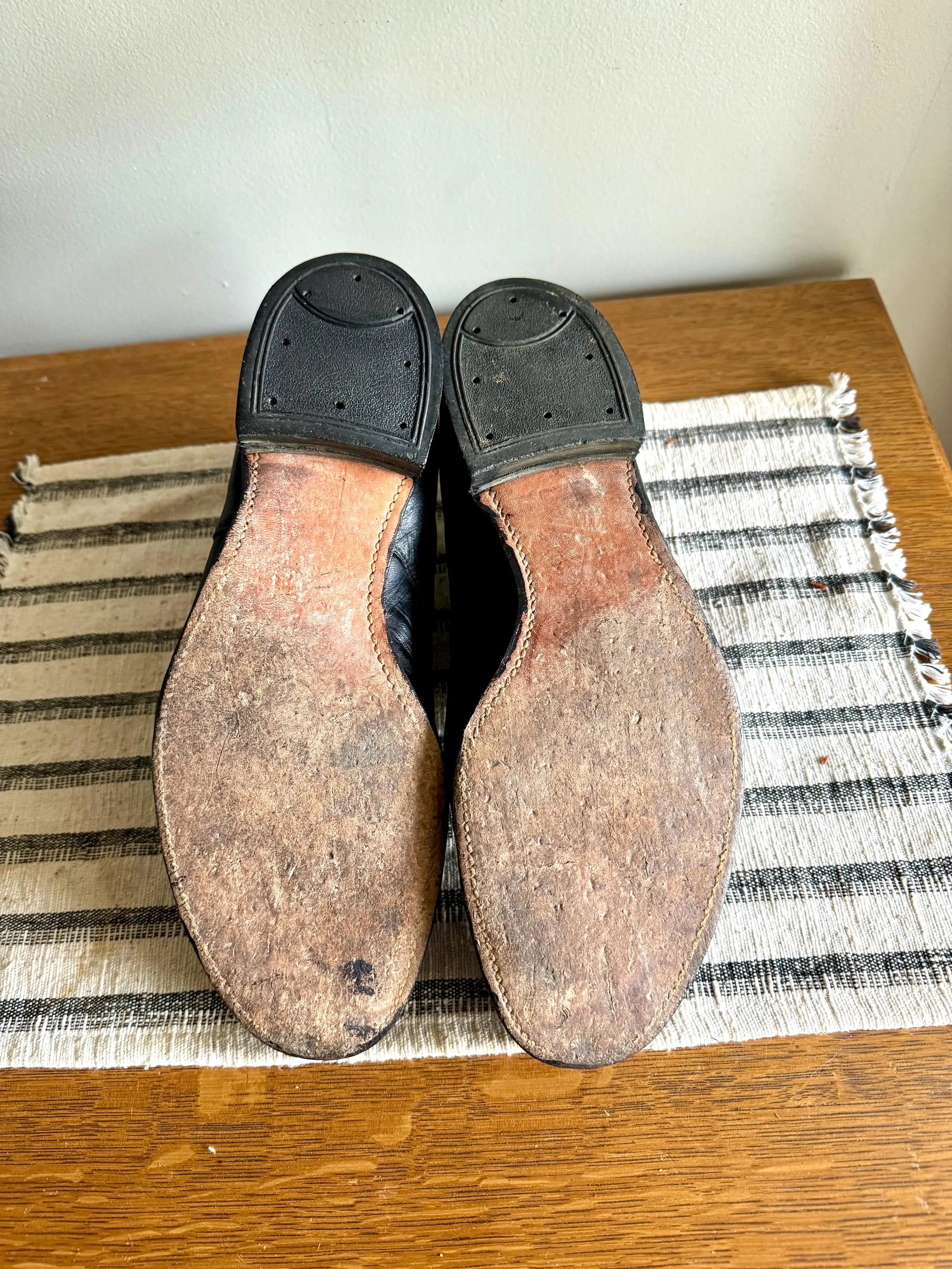 Vtg Leather Boots | Bob Smart 1960's Leather Boots | Black Cap Toe Leather Shoes | Black Lace Up Ankle Boots | 60's Work Boots