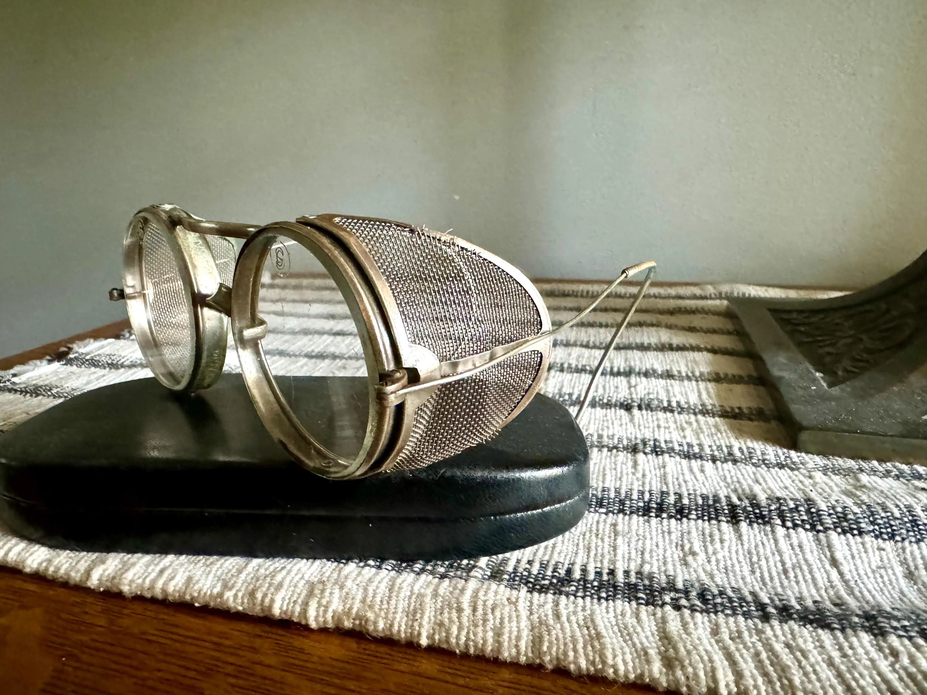 1910's King's Wire Rim Safety Glasses | Saniglas Metal Safety Goggles | Vtg Factory Glasses | Pennsylvania Railroad Safety Glasses