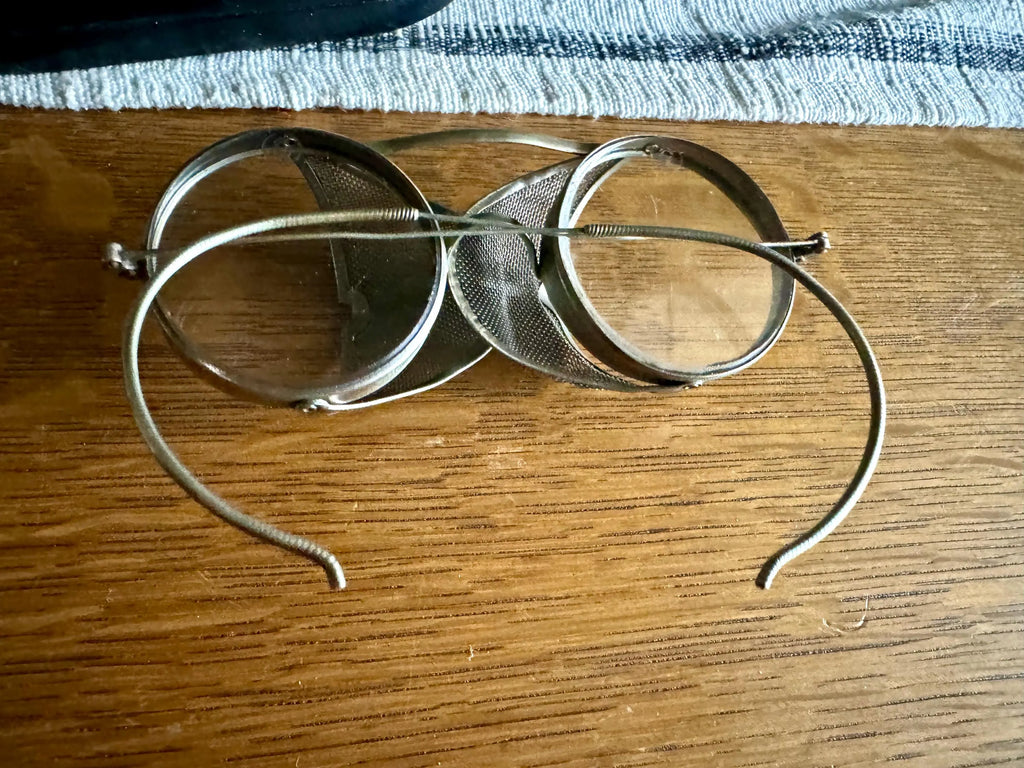 1910's King's Wire Rim Safety Glasses | Saniglas Metal Safety Goggles | Vtg Factory Glasses | Pennsylvania Railroad Safety Glasses