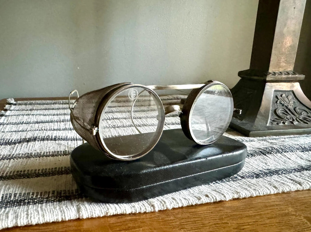1910's King's Wire Rim Safety Glasses | Saniglas Metal Safety Goggles | Vtg Factory Glasses | Pennsylvania Railroad Safety Glasses