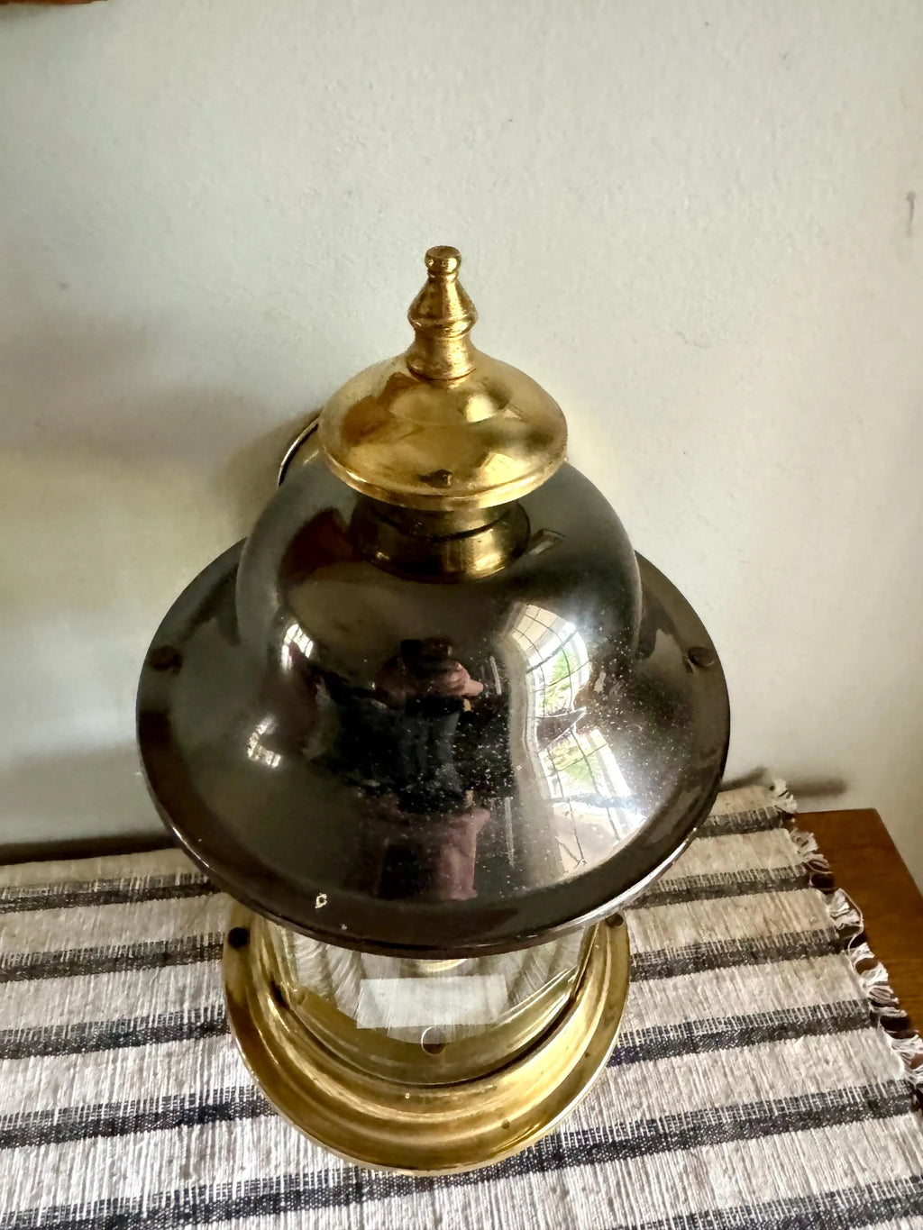 A Vtg Brass & Silver Beveled Glass Porch Lamp | Brass and Silver Porch Sconce | Brass Lantern Porch Lamp | Outdoor Wall Lantern Sconce