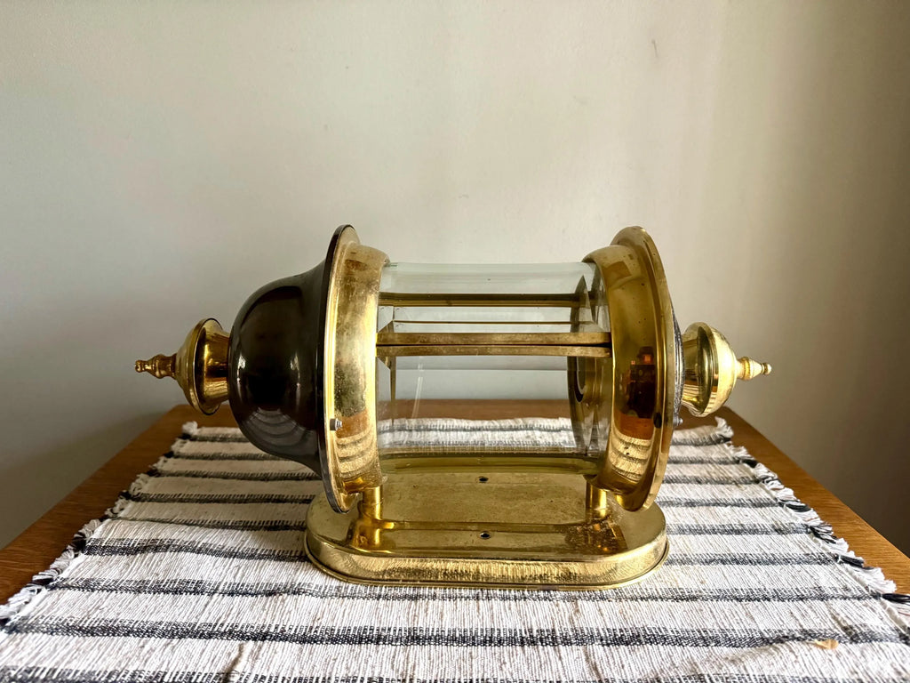 A Vtg Brass & Silver Beveled Glass Porch Lamp | Brass and Silver Porch Sconce | Brass Lantern Porch Lamp | Outdoor Wall Lantern Sconce