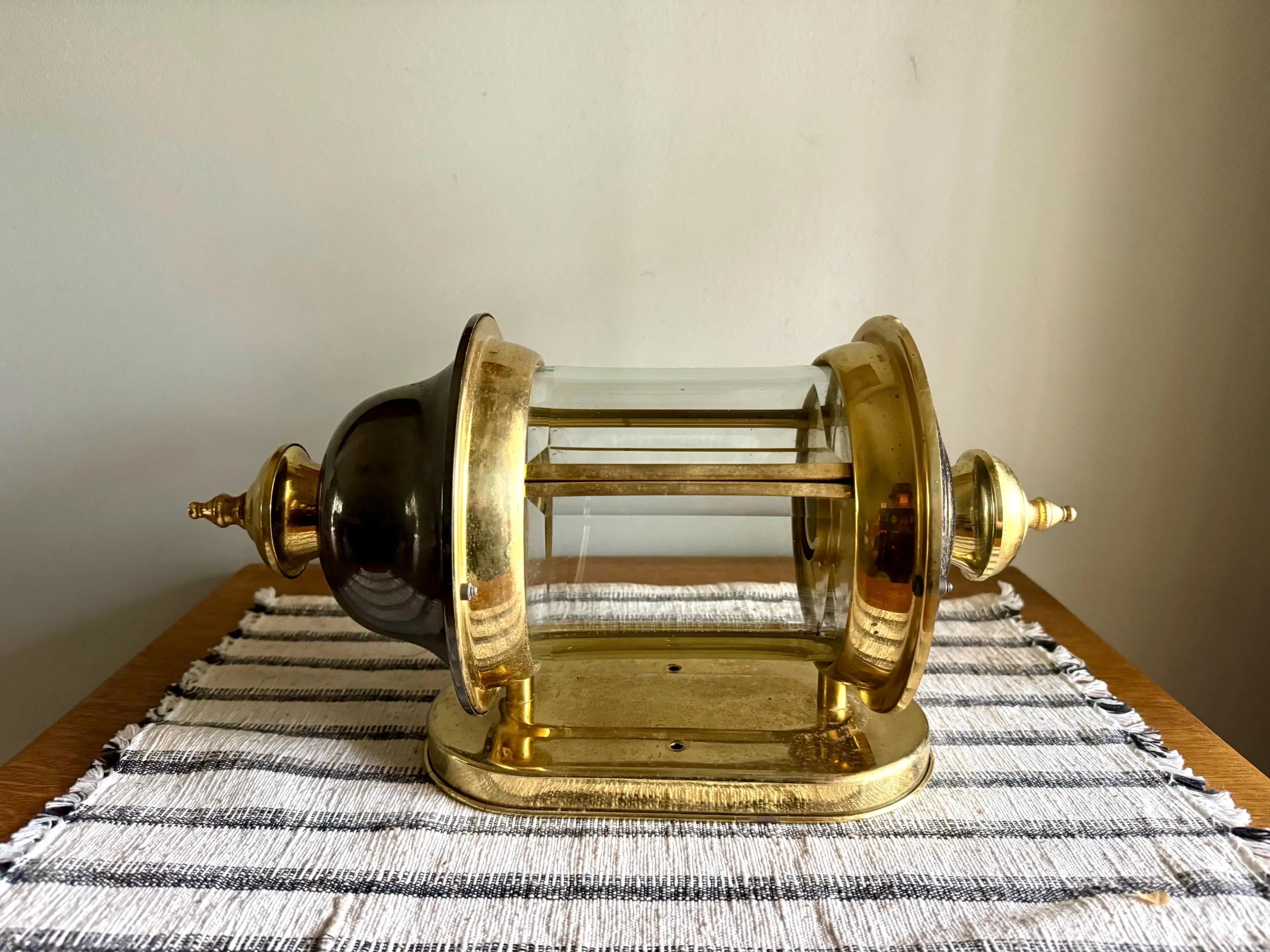 A Vtg Brass & Silver Beveled Glass Porch Lamp | Brass and Silver Porch Sconce | Brass Lantern Porch Lamp | Outdoor Wall Lantern Sconce