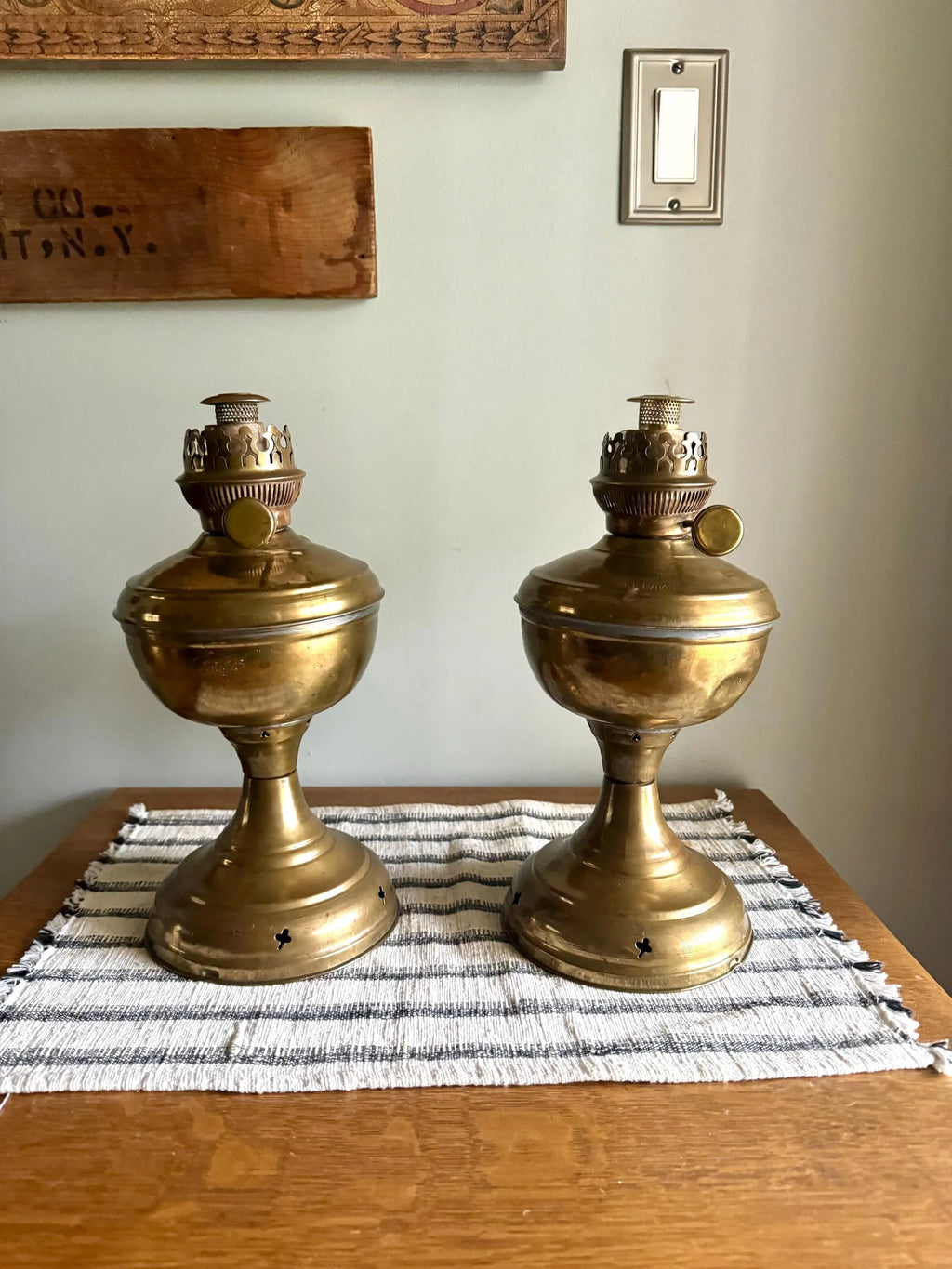 A Pair Of Brass 1880 Otto Muller Oil Lamps | Imperial Russian Brass Kerosine Lamp | Brass Chudo Lamp | Berlin Brass Oil Lamps
