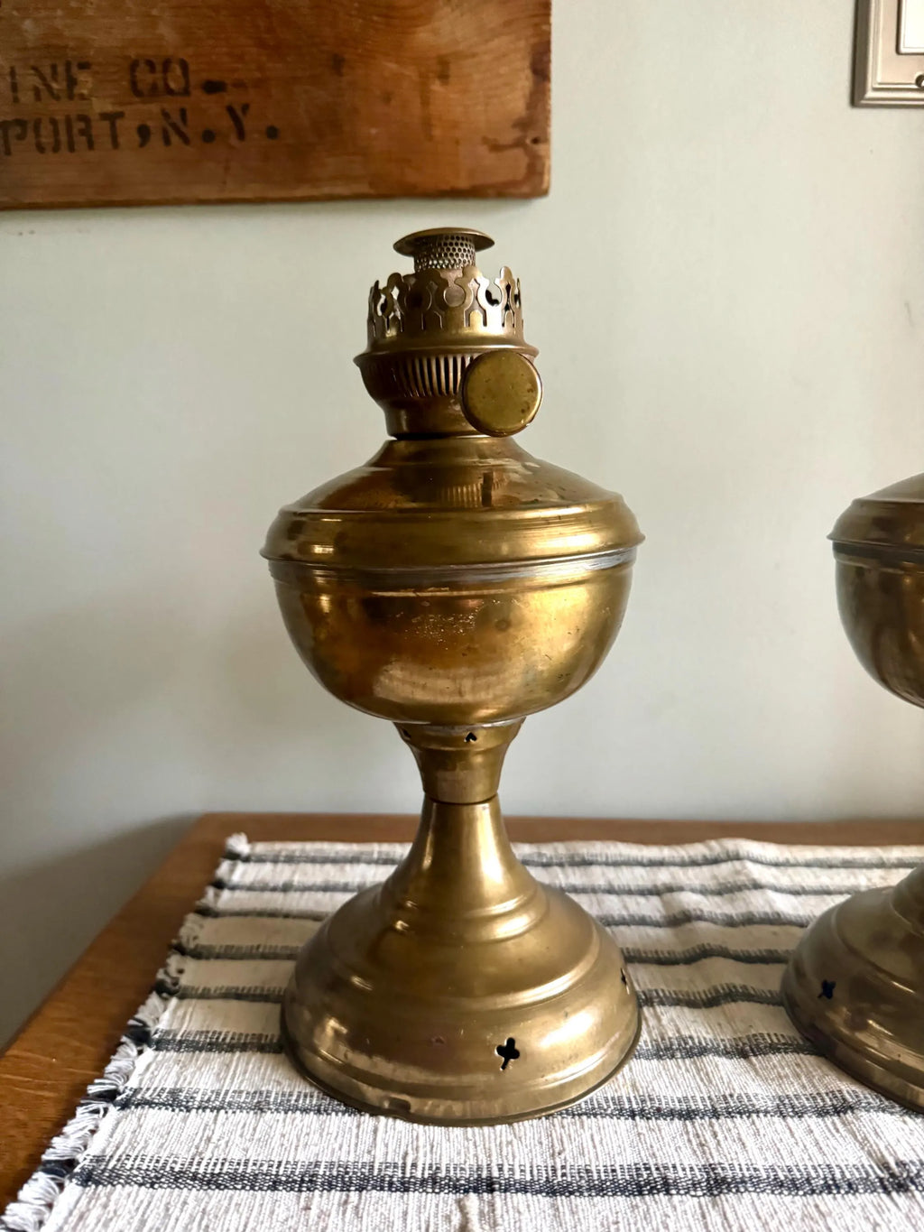 A Pair Of Brass 1880 Otto Muller Oil Lamps | Imperial Russian Brass Kerosine Lamp | Brass Chudo Lamp | Berlin Brass Oil Lamps